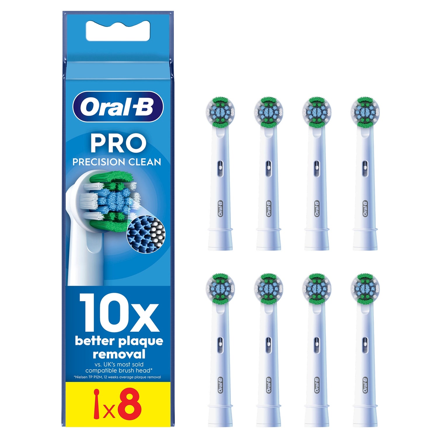 Oral B Precision Clean White Toothbrush Head - Pack of 8 Counts