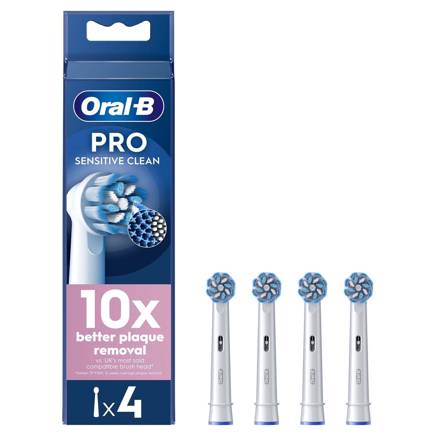 Oral B Sensitive Clean White Toothbrush Head - Pack of 4 Counts