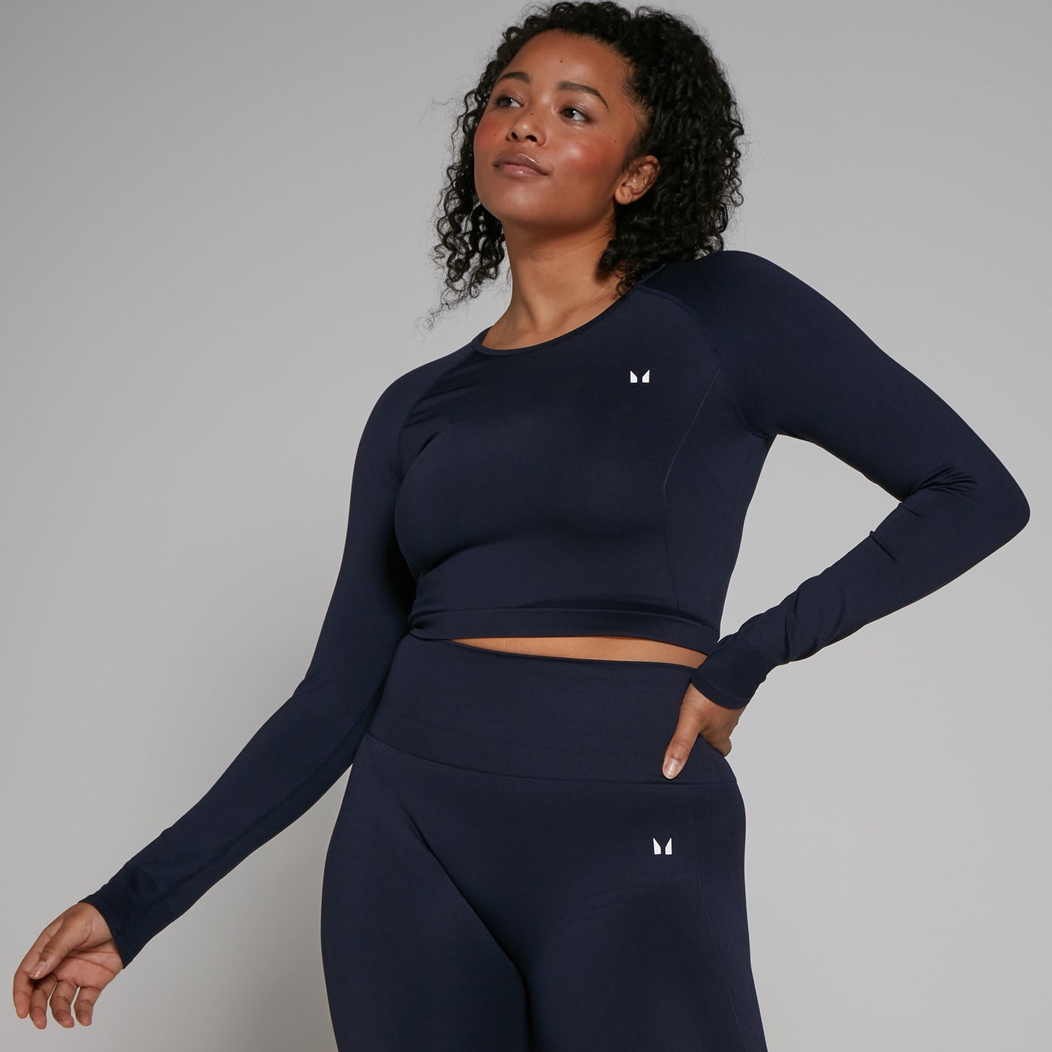 MP Women s Shape Seamless Long Sleeve Crop Top Navy MP Apparel