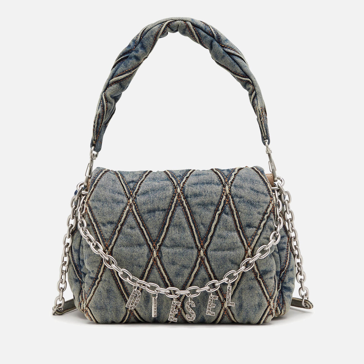 Diesel Charm-D Quilted Denim Shoulder Bag