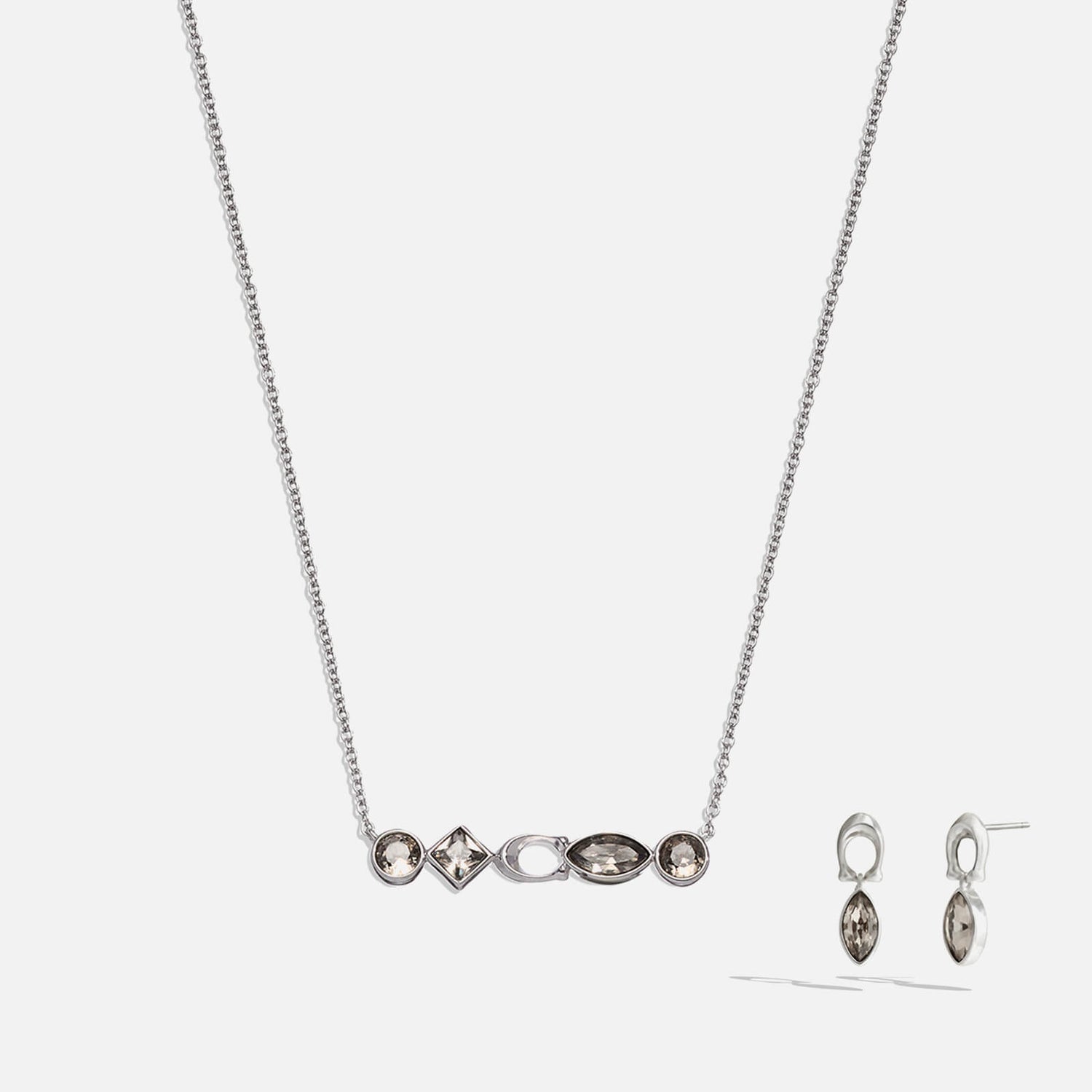 Coach Gemstone Silver-Tone Earrings and Necklace Set