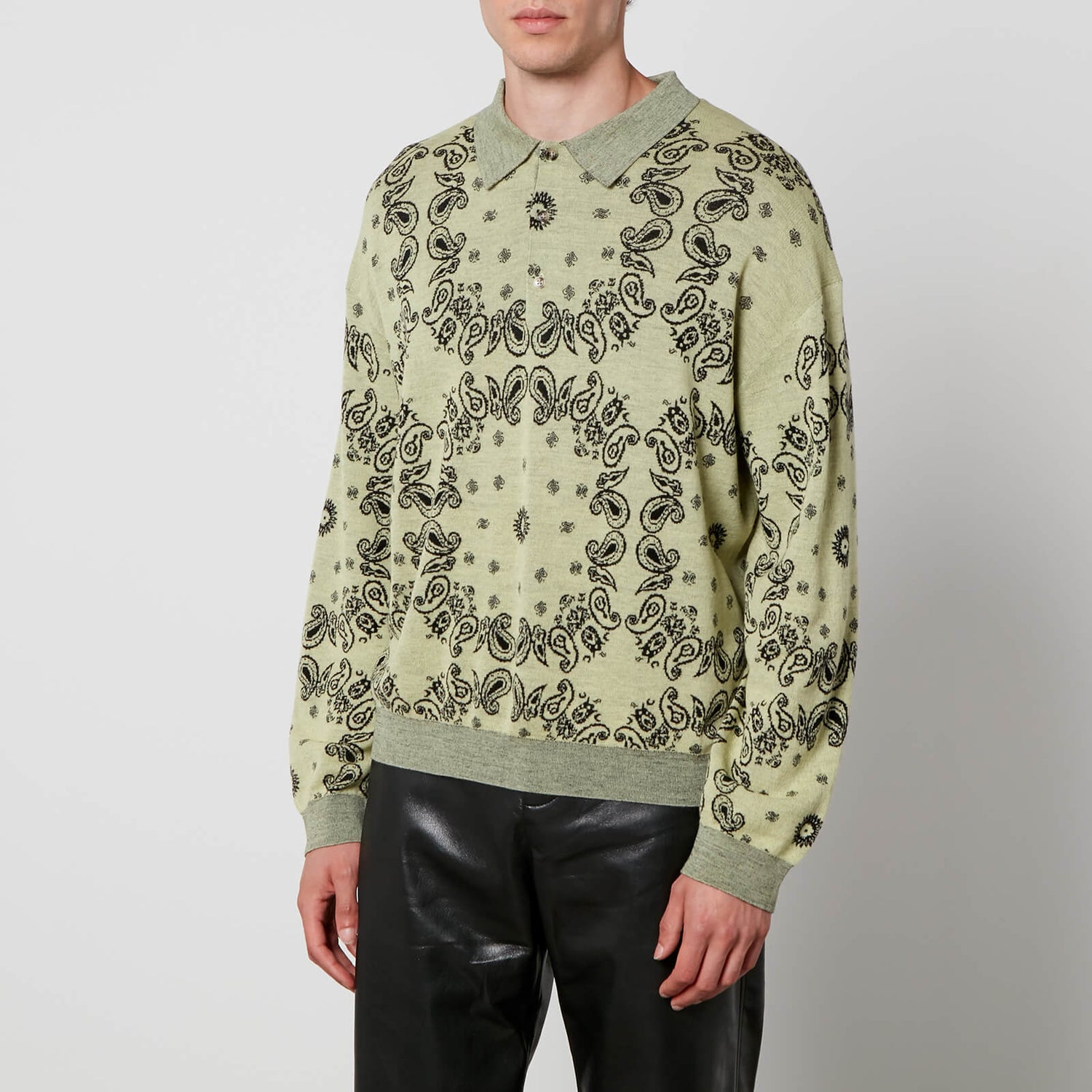 Nanushka Ziast Jacquard-Knit Wool Polo Shirt - M