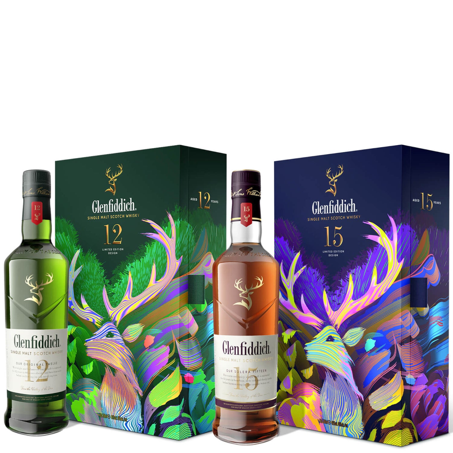 Glenfiddich x Santtu Mustonen Gifting Bundle, 12 + 15 Year Old Glenfiddich Single Malt Whisky Limited Edition Artist Pack
