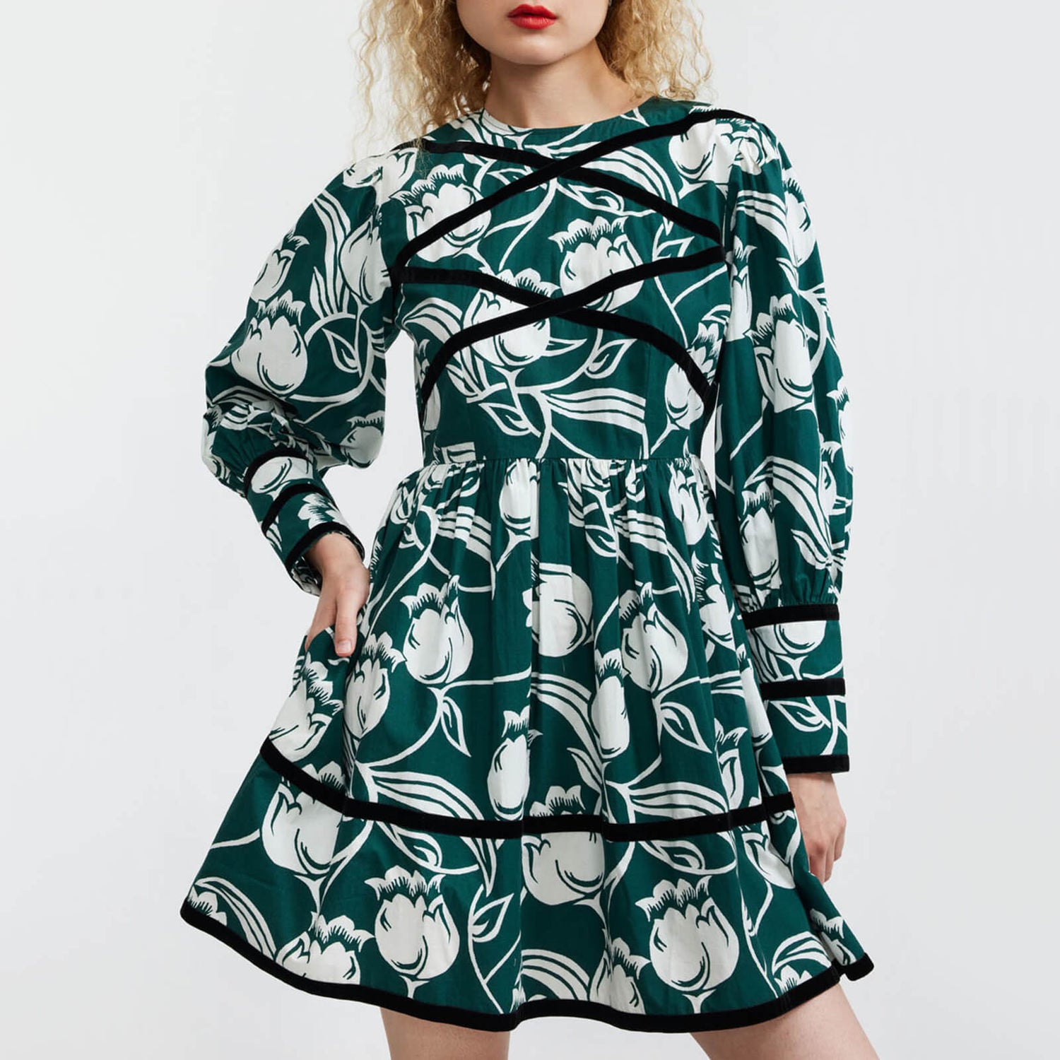 Batsheva Mini Clemmie Floral-Print Crepe Dress - US 4/UK 8