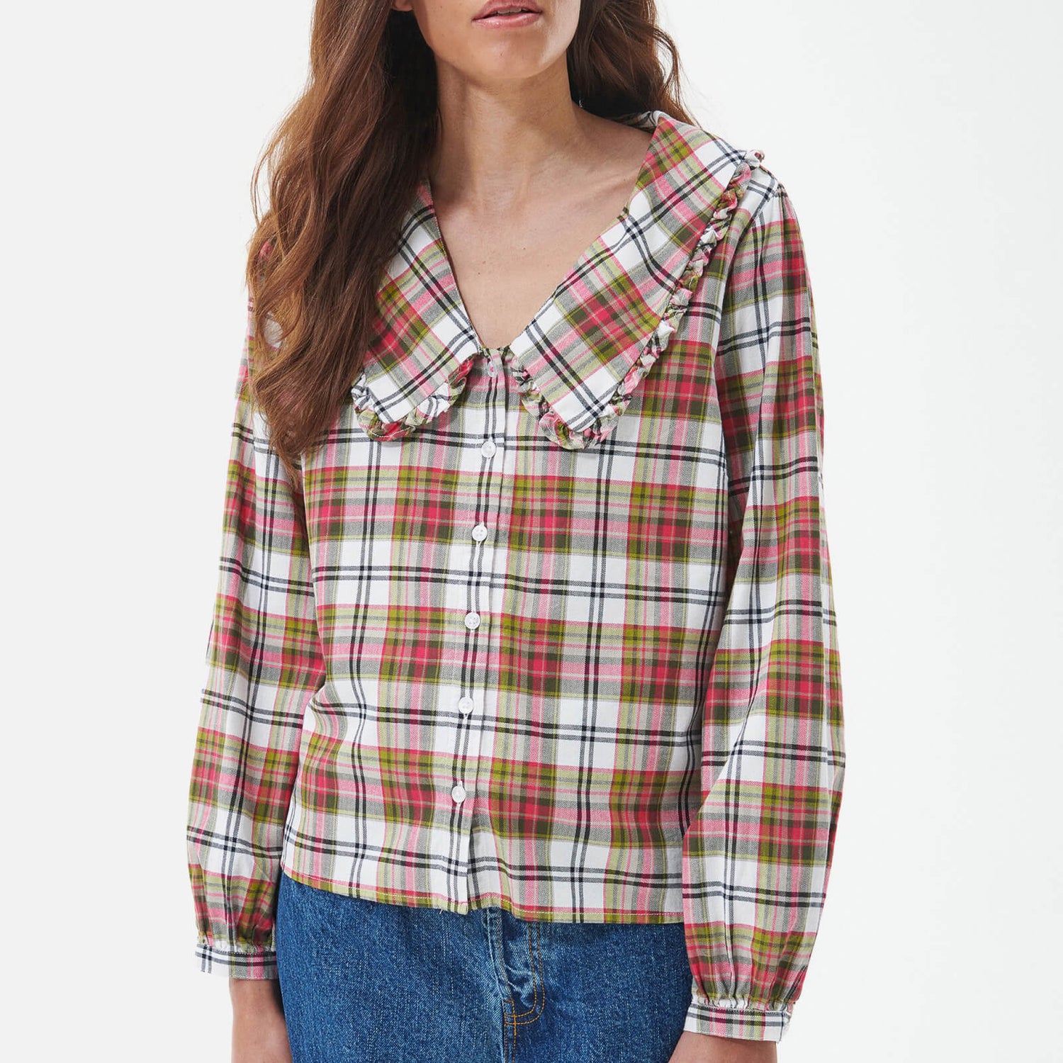 Barbour Shelly Checked Cotton-Gauze Blouse - UK 12