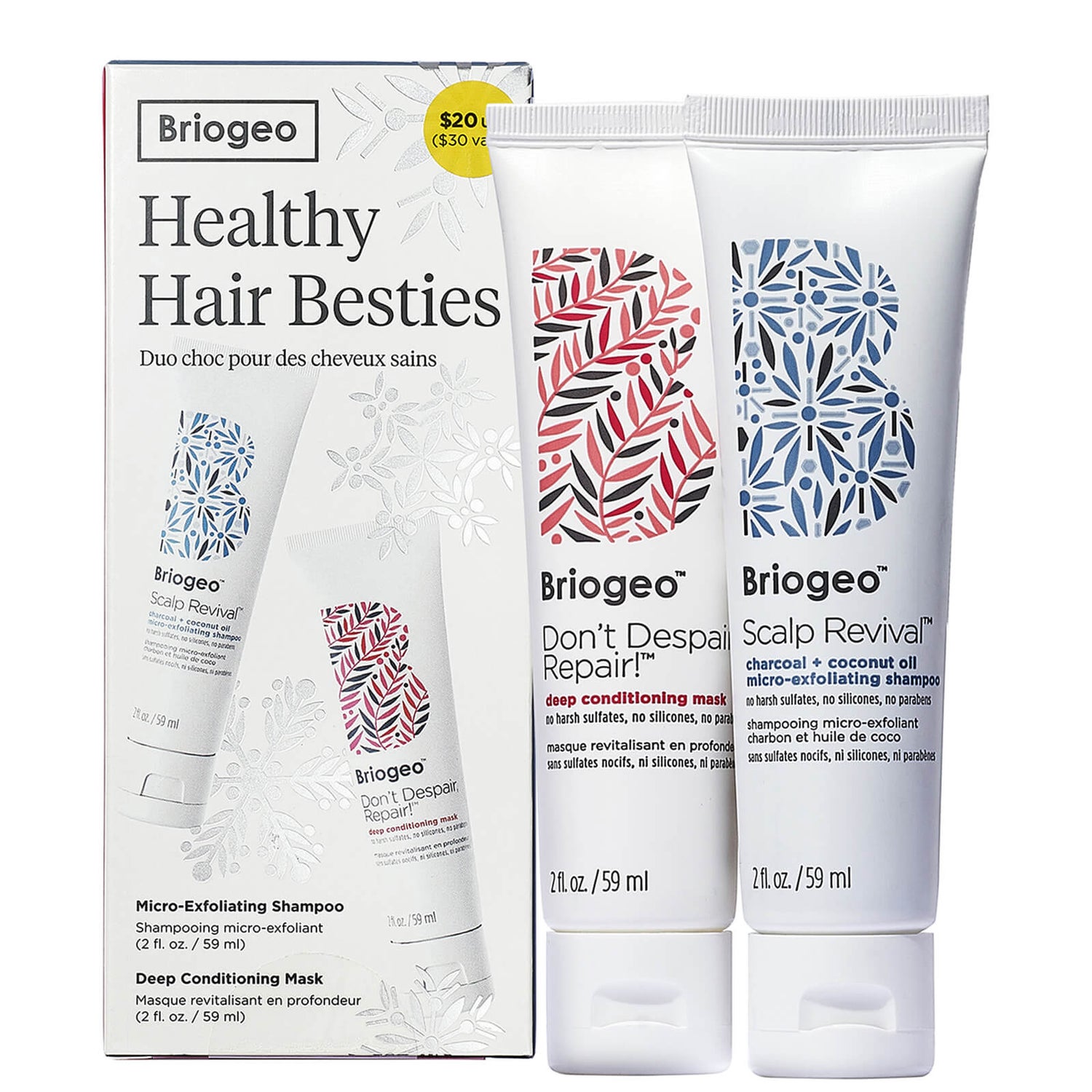 Briogeo Scalp Revival Shampoo and Don’t Despair, Repair! Hair Mask Travel Gift Set (Worth $30.00)