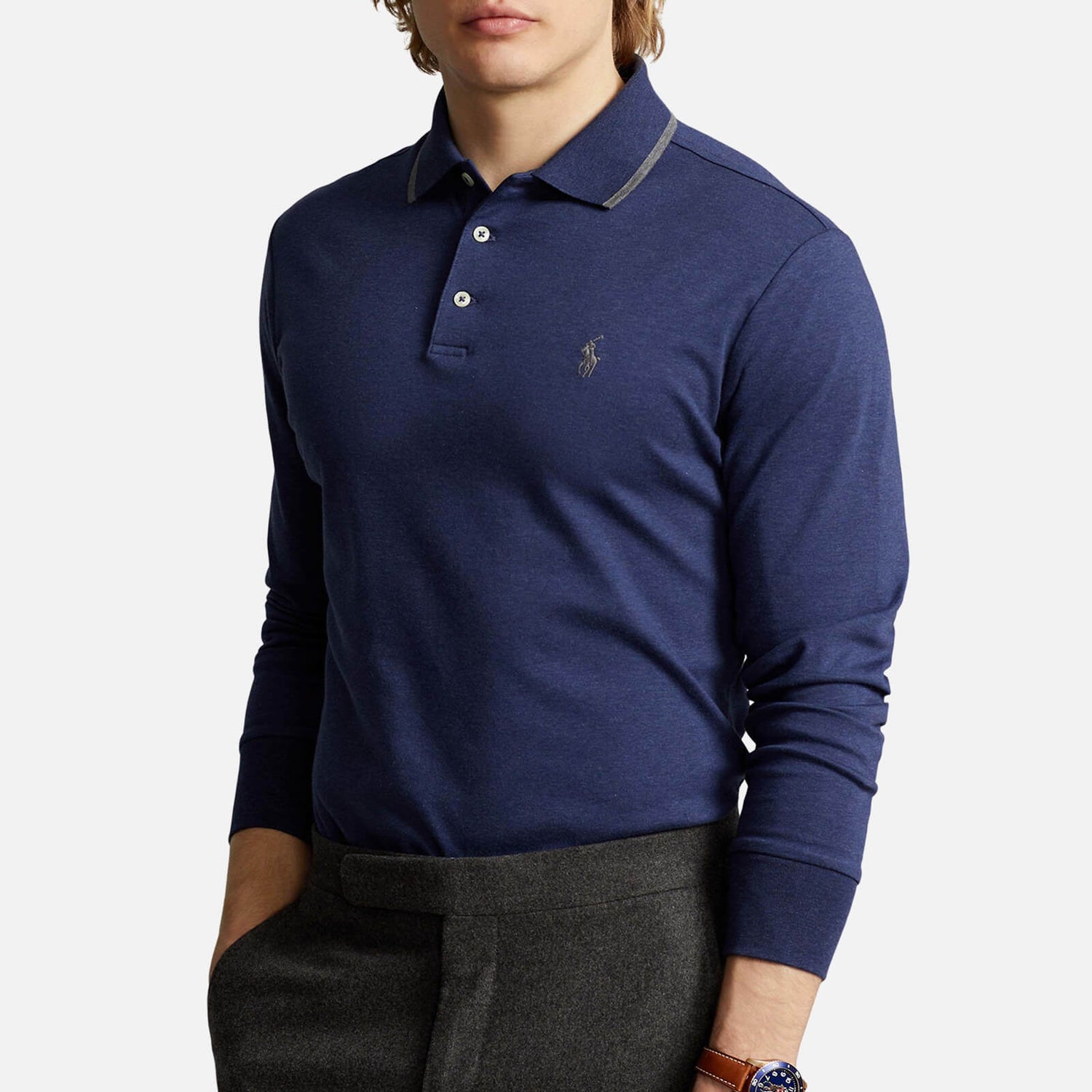 Polo Ralph Lauren Cotton-Jersey Long Sleeved Polo Shirt - S