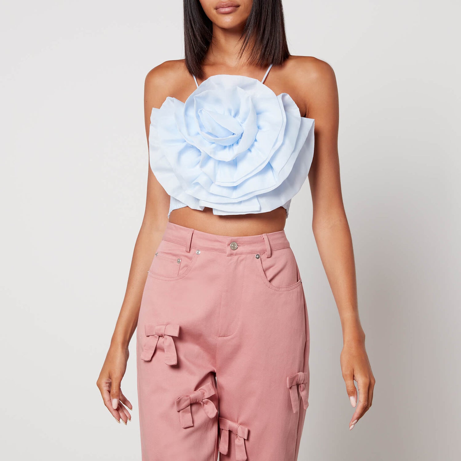 Sister Jane organza ruffle crop top in baby pink