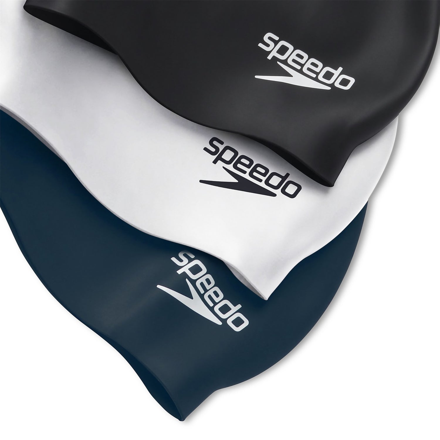 Speedo Solid Silicone Cap - Elastomeric Fit - One Size - White