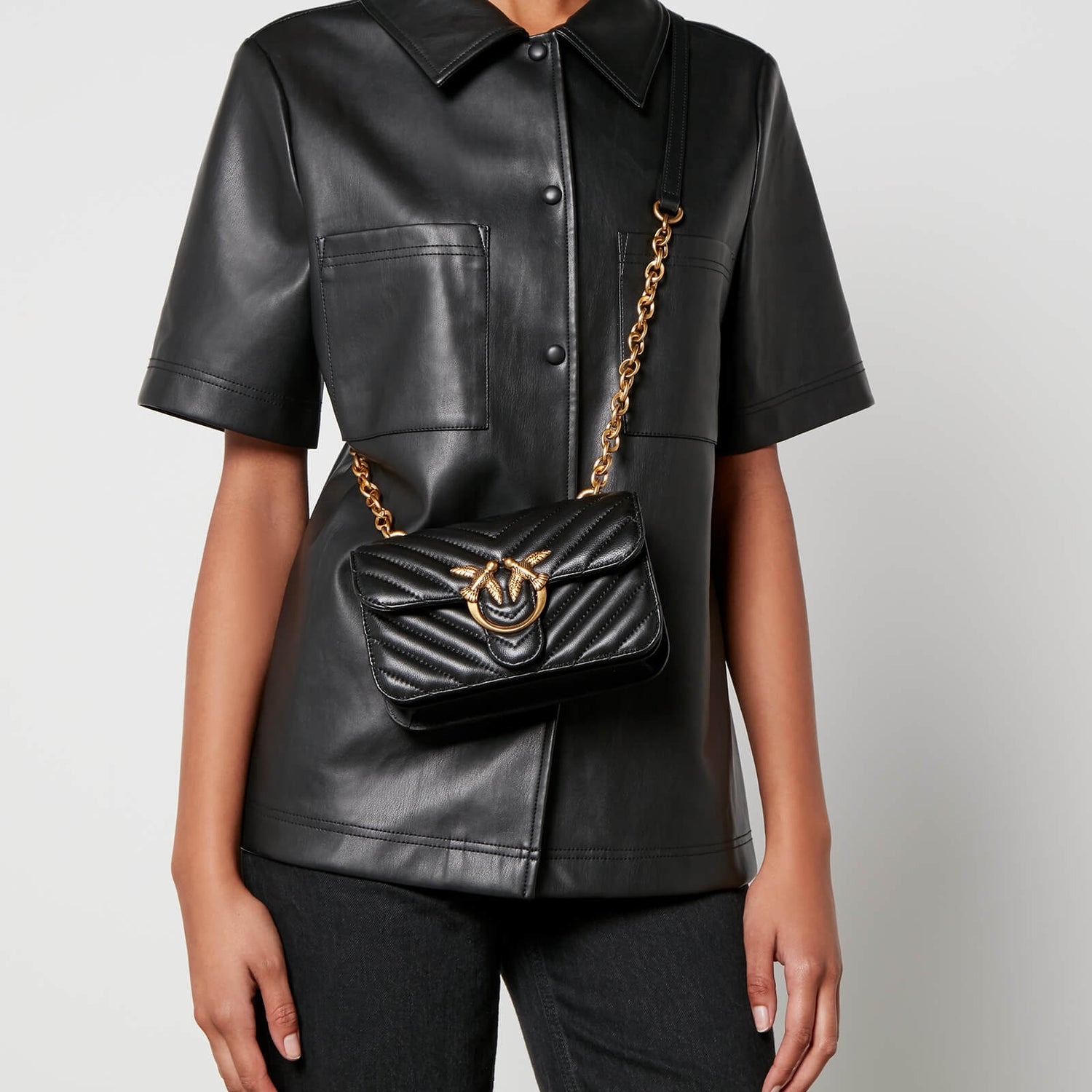Pinko Love Bell Mini Chevron Leather Bag 0