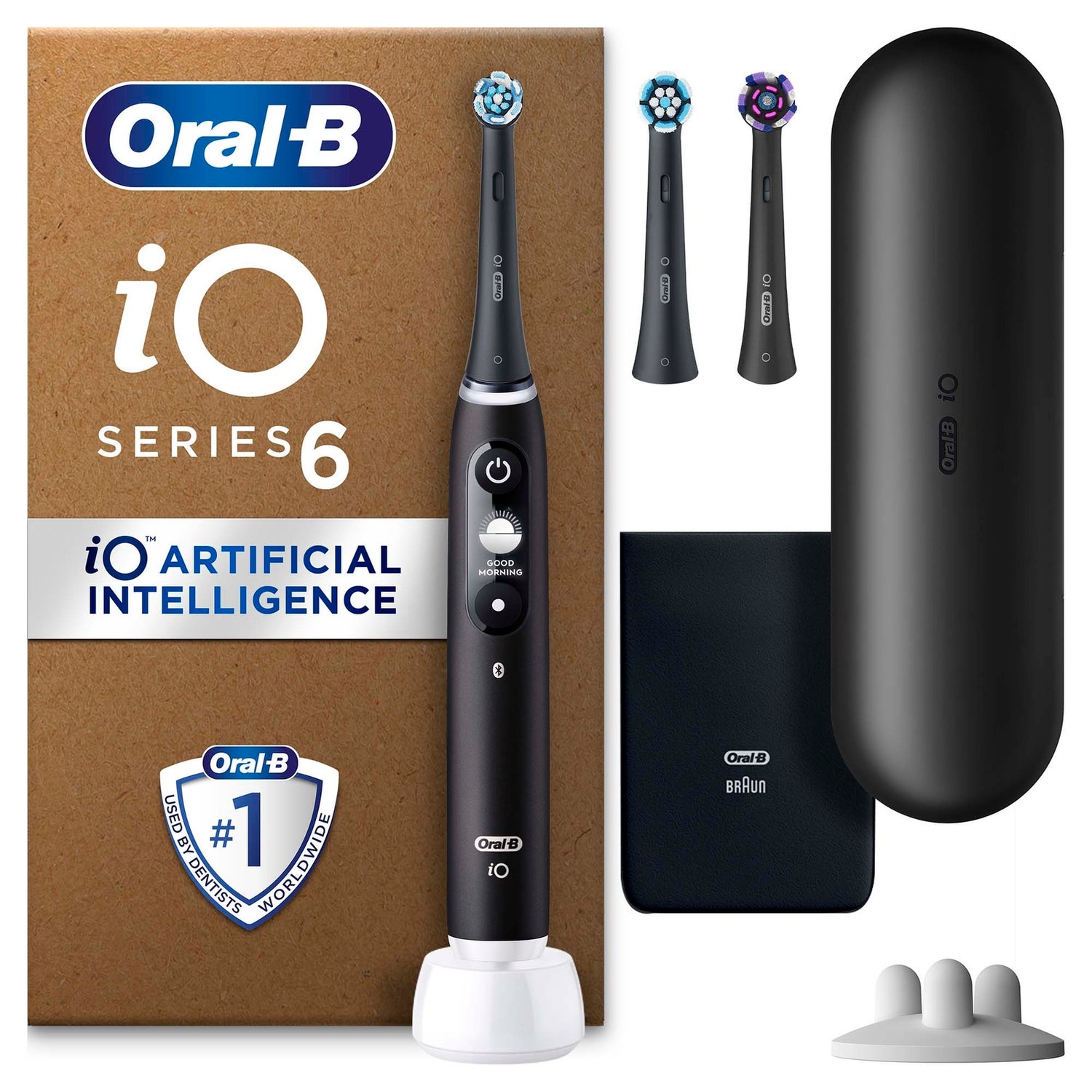 Oral B iO6 Electric Toothbrush Black Lava with 2ct Extra Refills