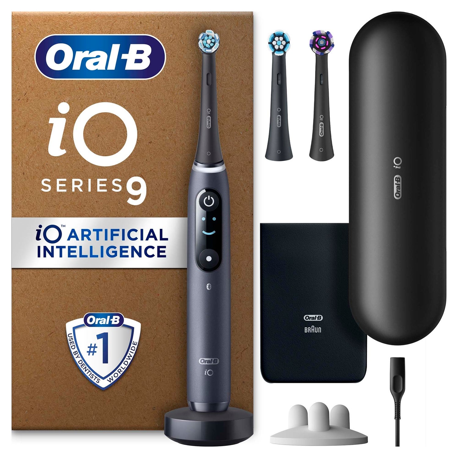 Oral B iO9 Electric Toothbrush Black Onyx with 2ct Extra Refills