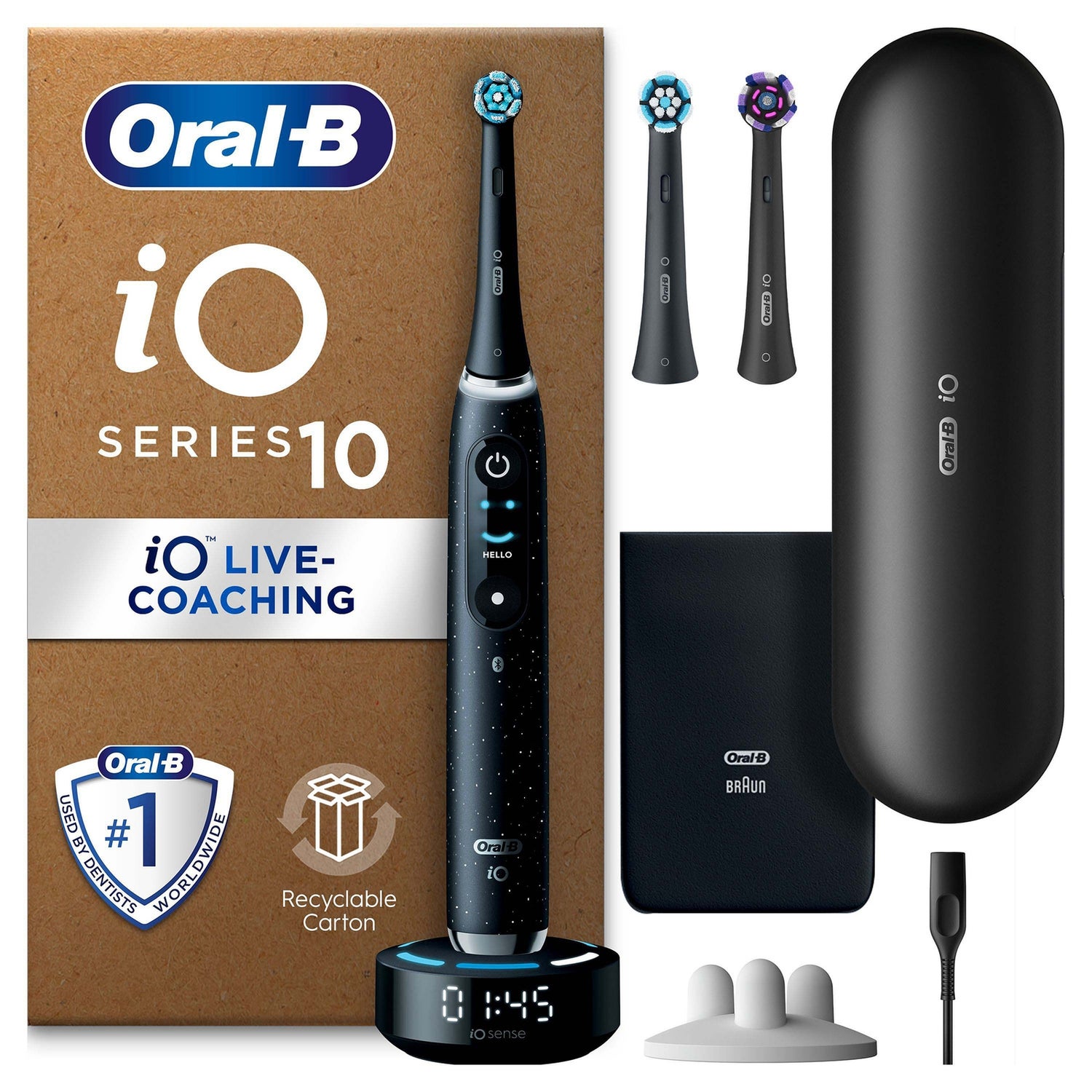 Oral B iO10 Electric Toothbrush Cosmic Black with 2ct Extra Refills