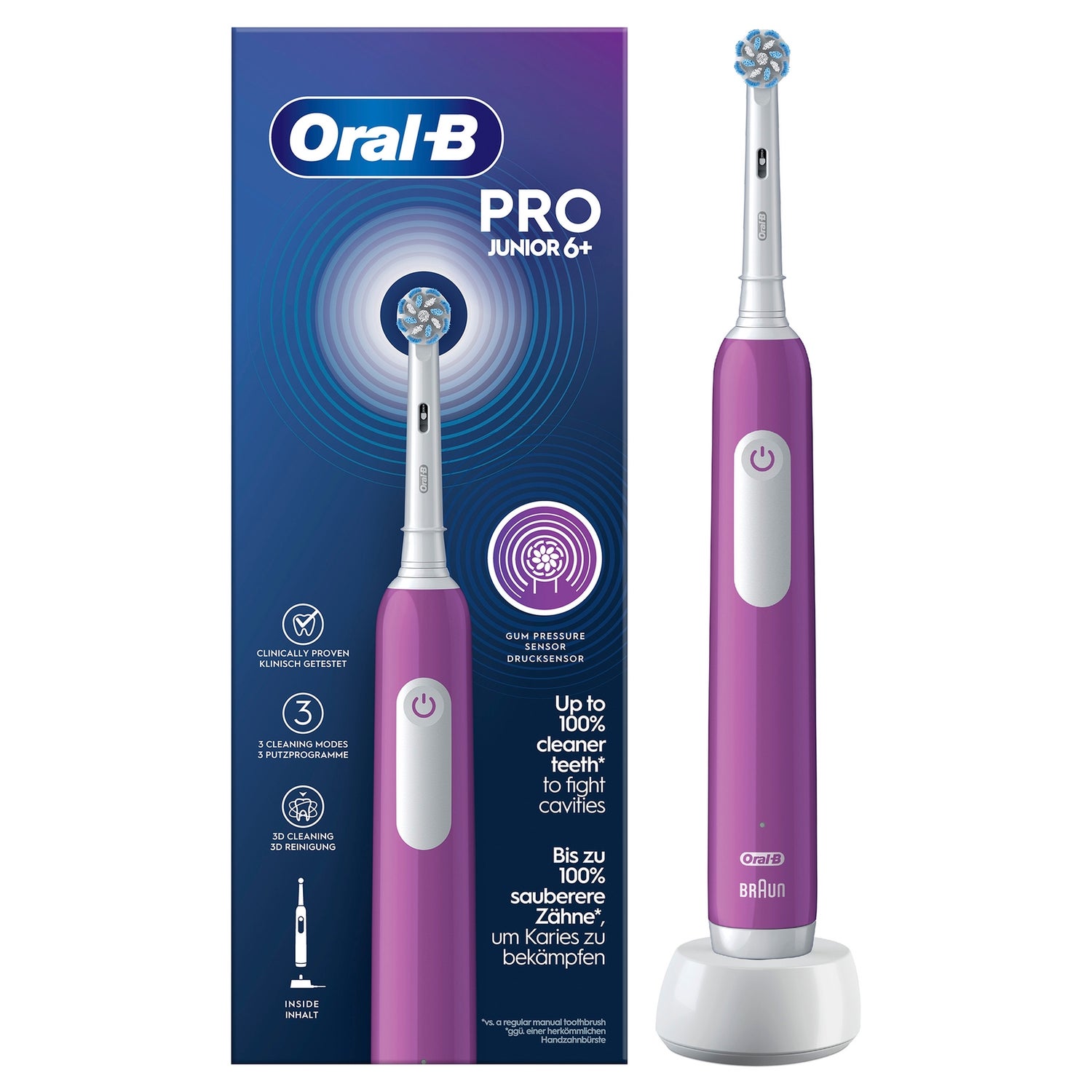 Oral-B Pro Junior Purple Electric Toothbrush, For Ages 6+