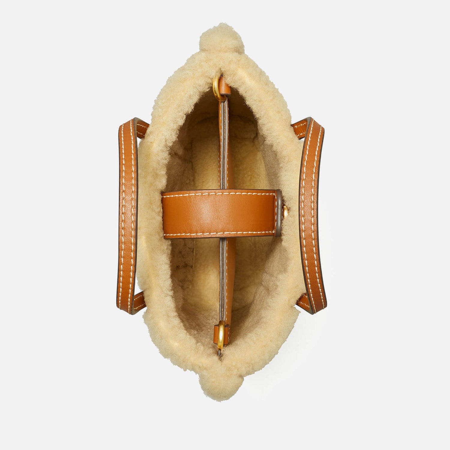 Tory Burch Perry Shearling Mini N/S Tote Bag - Tan 1