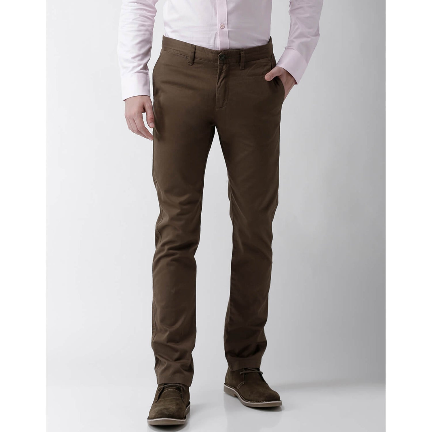 Buy Men Green Solid Super Slim Fit Casual Trousers Online - 777065 | Peter  England