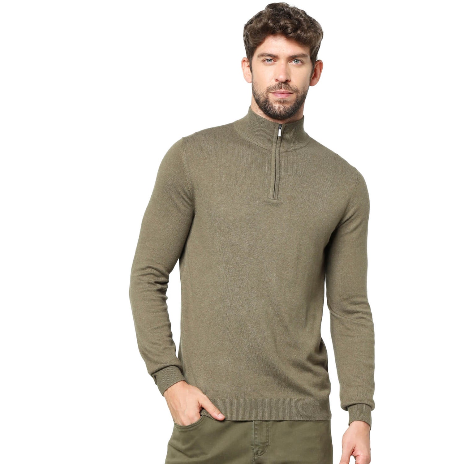 Olive green pullover sweater online