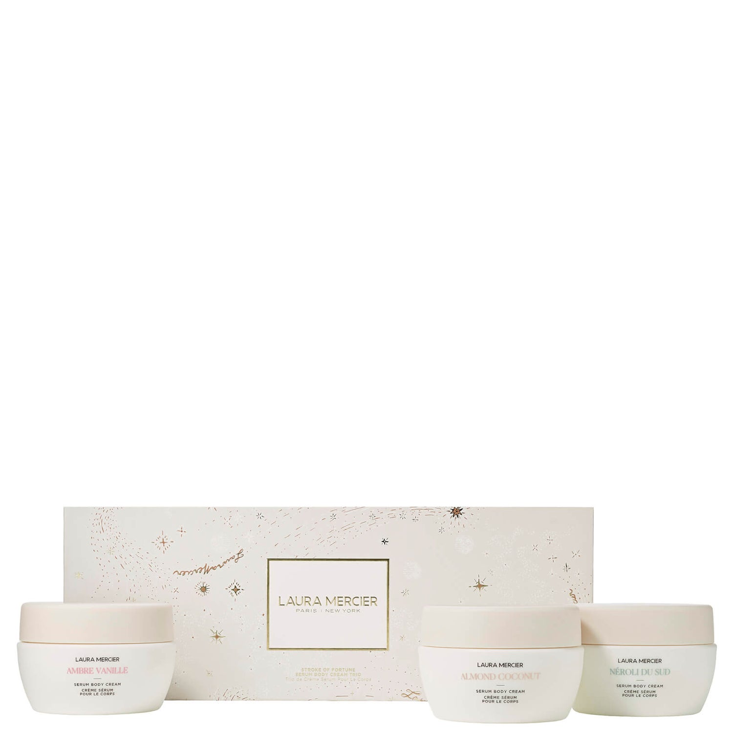 Laura Mercier Holiday 2023 Stroke Of Fortune Serum Body Cream Trio (Worth £84.00)