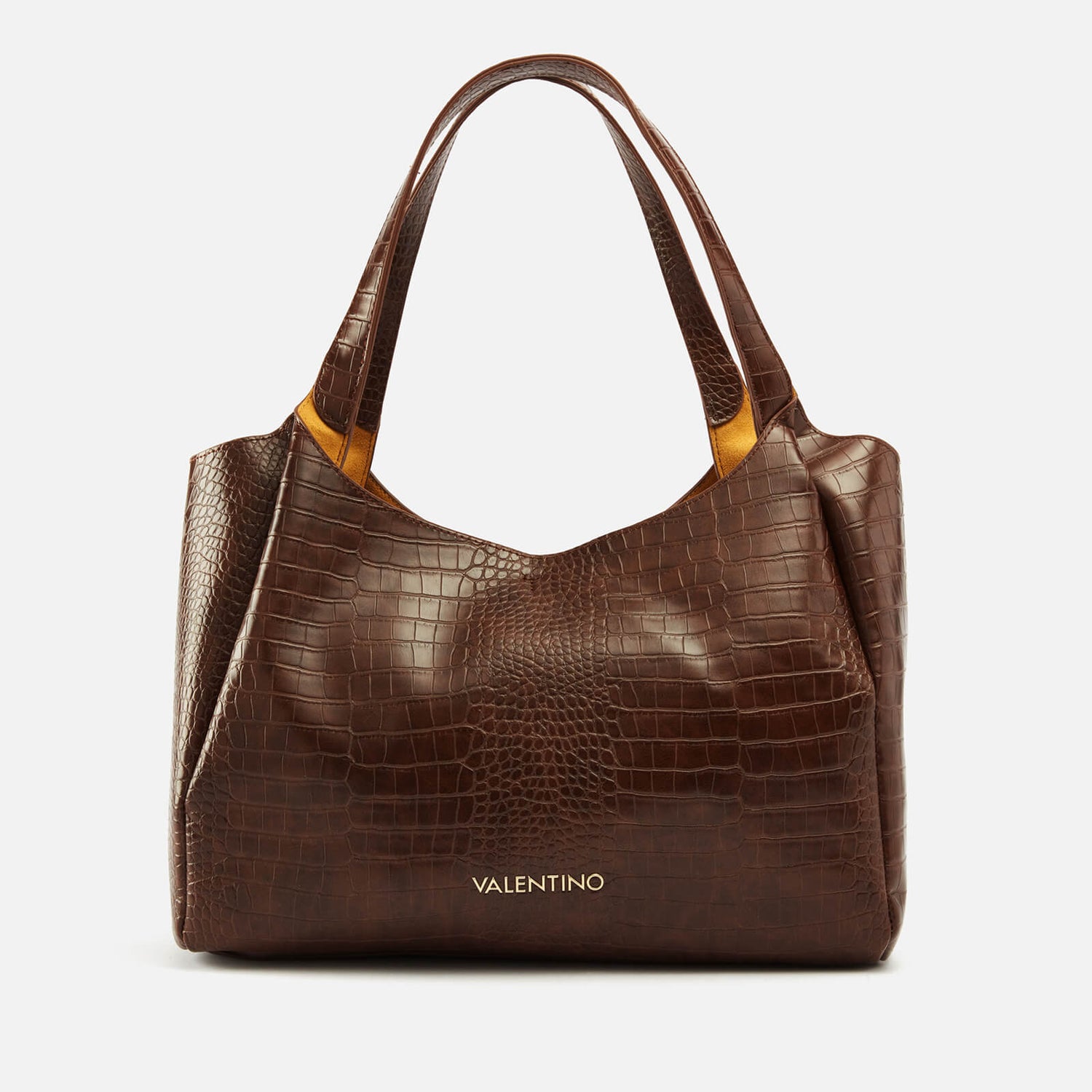 Valentino Wool Faux Croc Effect Leather Tote Bag