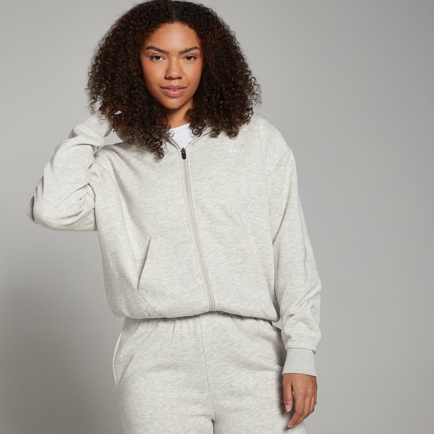 MP Basics oversized hoodie met rits voor dames - Gemêleerd lichtgrijs - XS