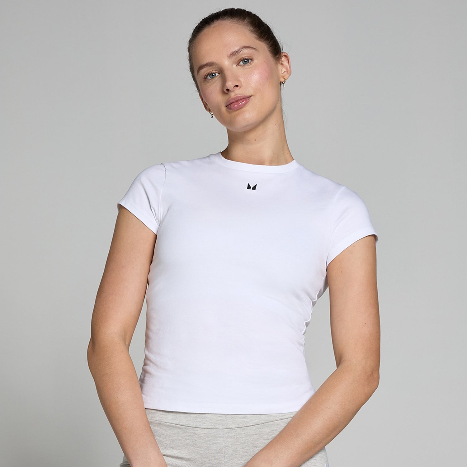 Γυναικείο Κοντομάνικο Μπλουζάκι με Στενή Εφαρμογή MP Basics - Λευκό - XXS