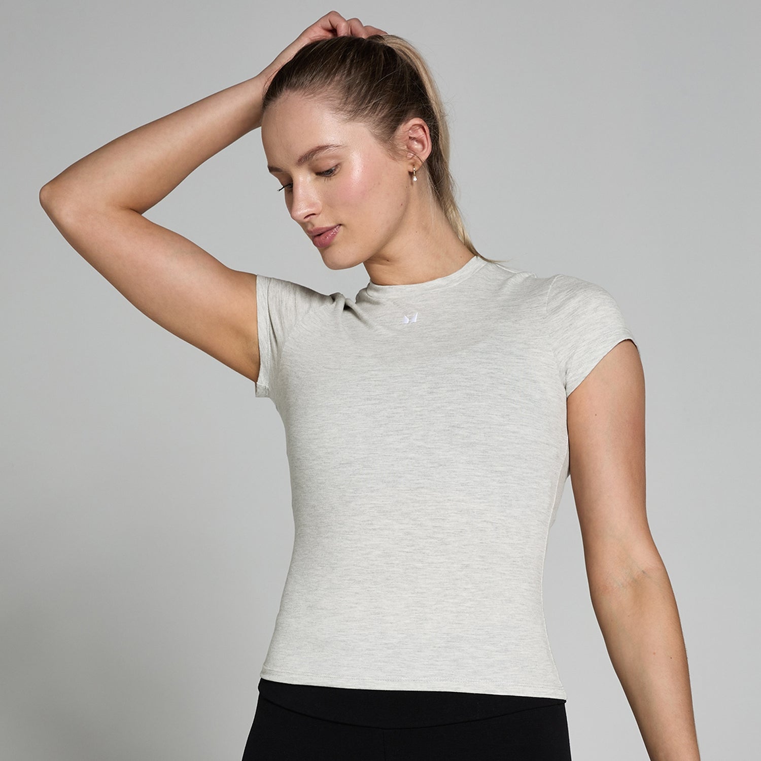 Женская облегающая футболка с короткими рукавами MP Basics — светло-серый меланж - XXS