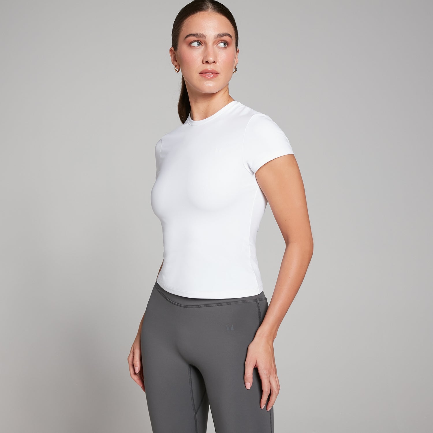 Γυναικείο Κοντομάνικο Μπλουζάκι με Στενή Εφαρμογή MP Tempo - Λευκό - XXS