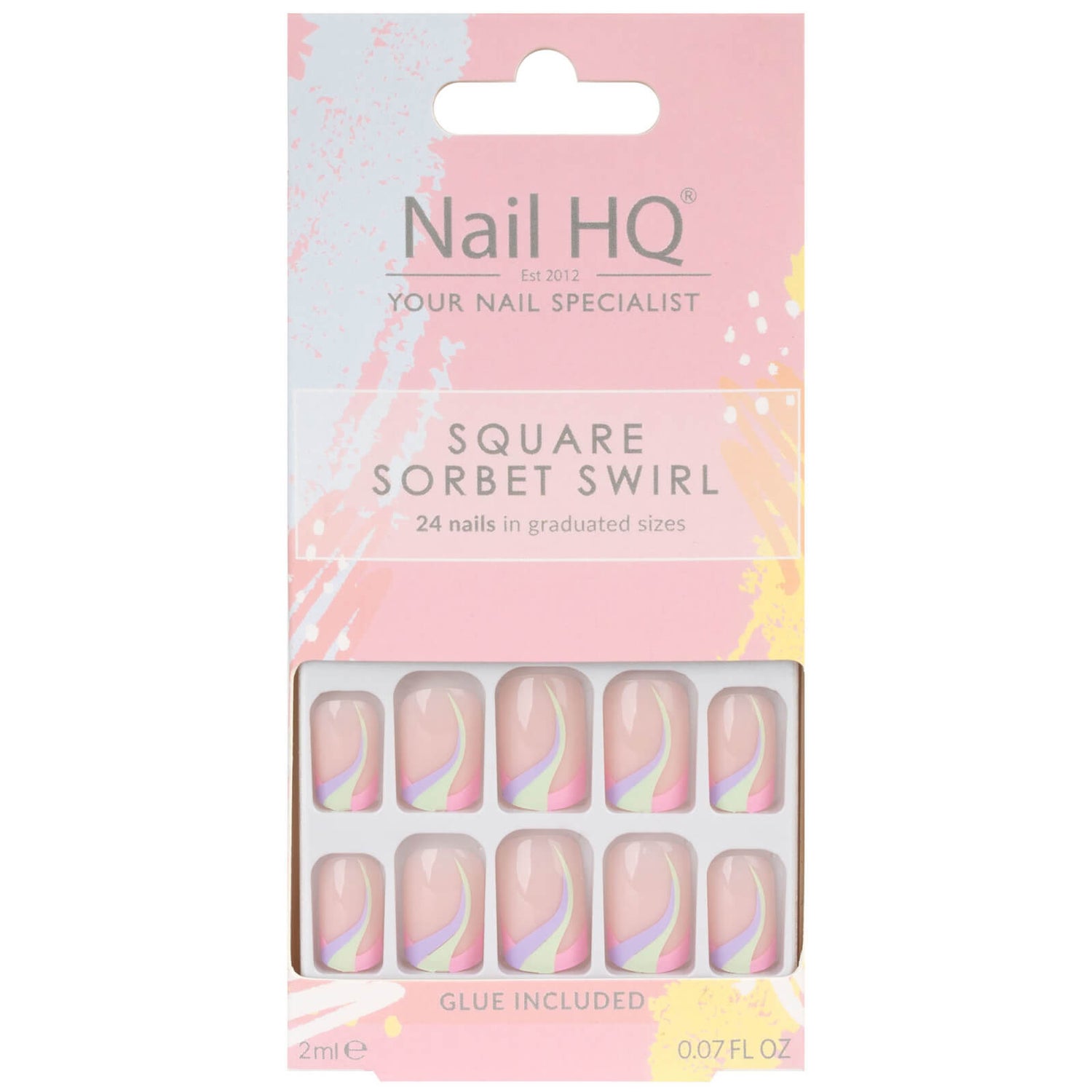 Nail HQ Square Sorbet Swirl False Nails
