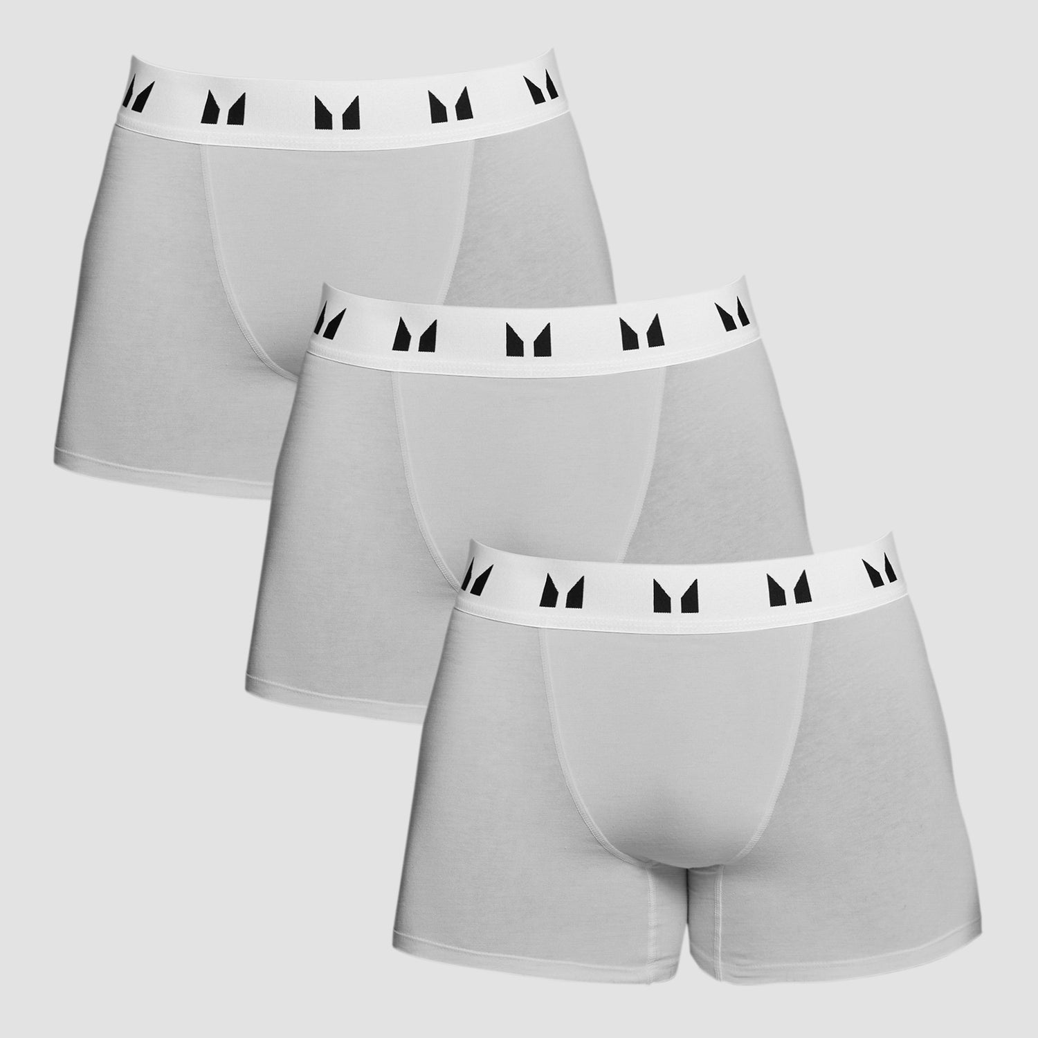 Men's Cotton Boxers (3 Pack) - Grey Marl/White - XS