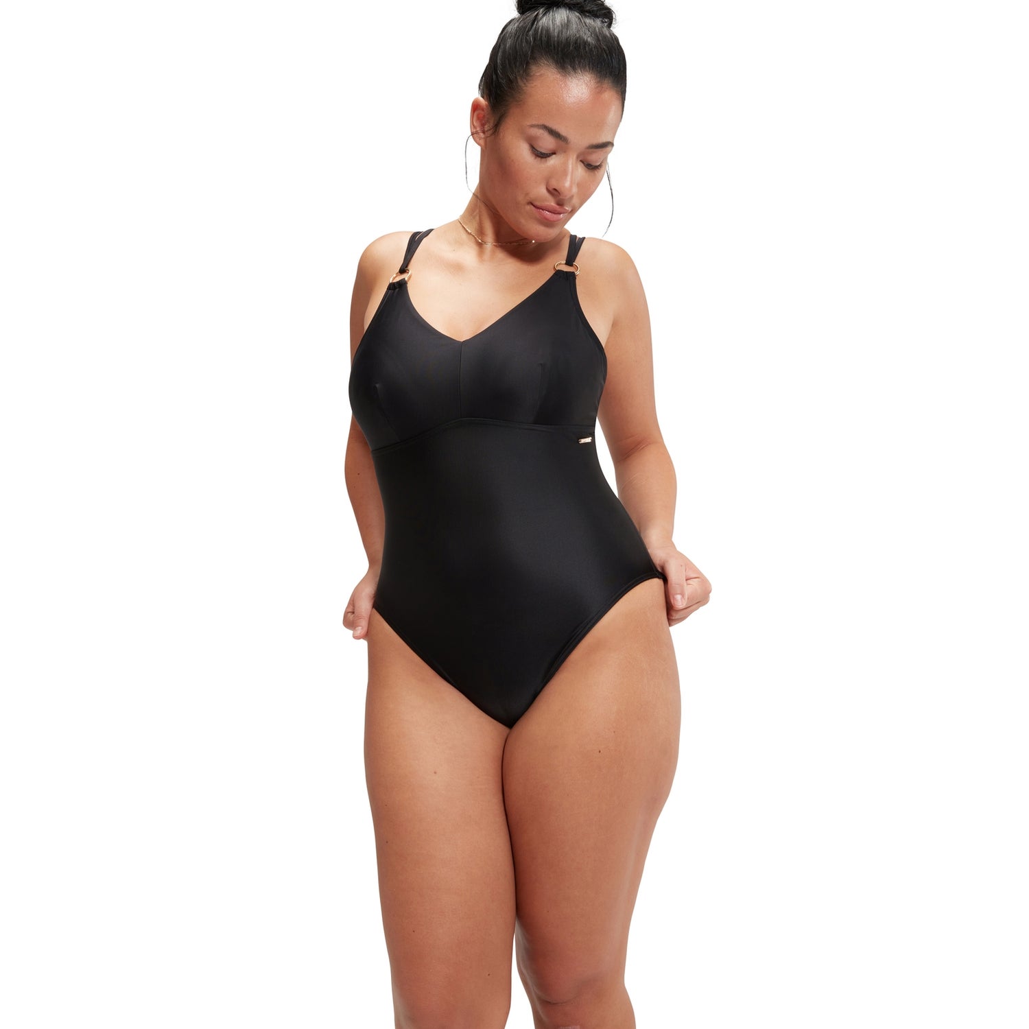 Women s Shaping Strappy Swimsuit Black Speedo