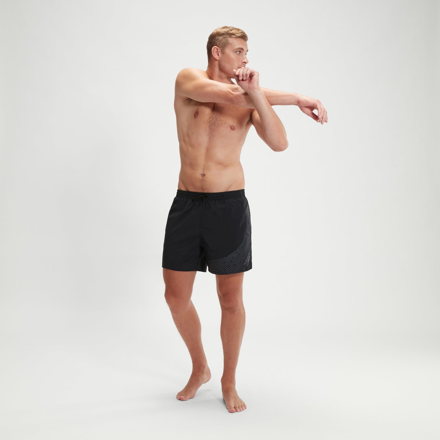 Men's Hyper Boom Logo 16'' Swim Shorts Black/Grey | Speedo