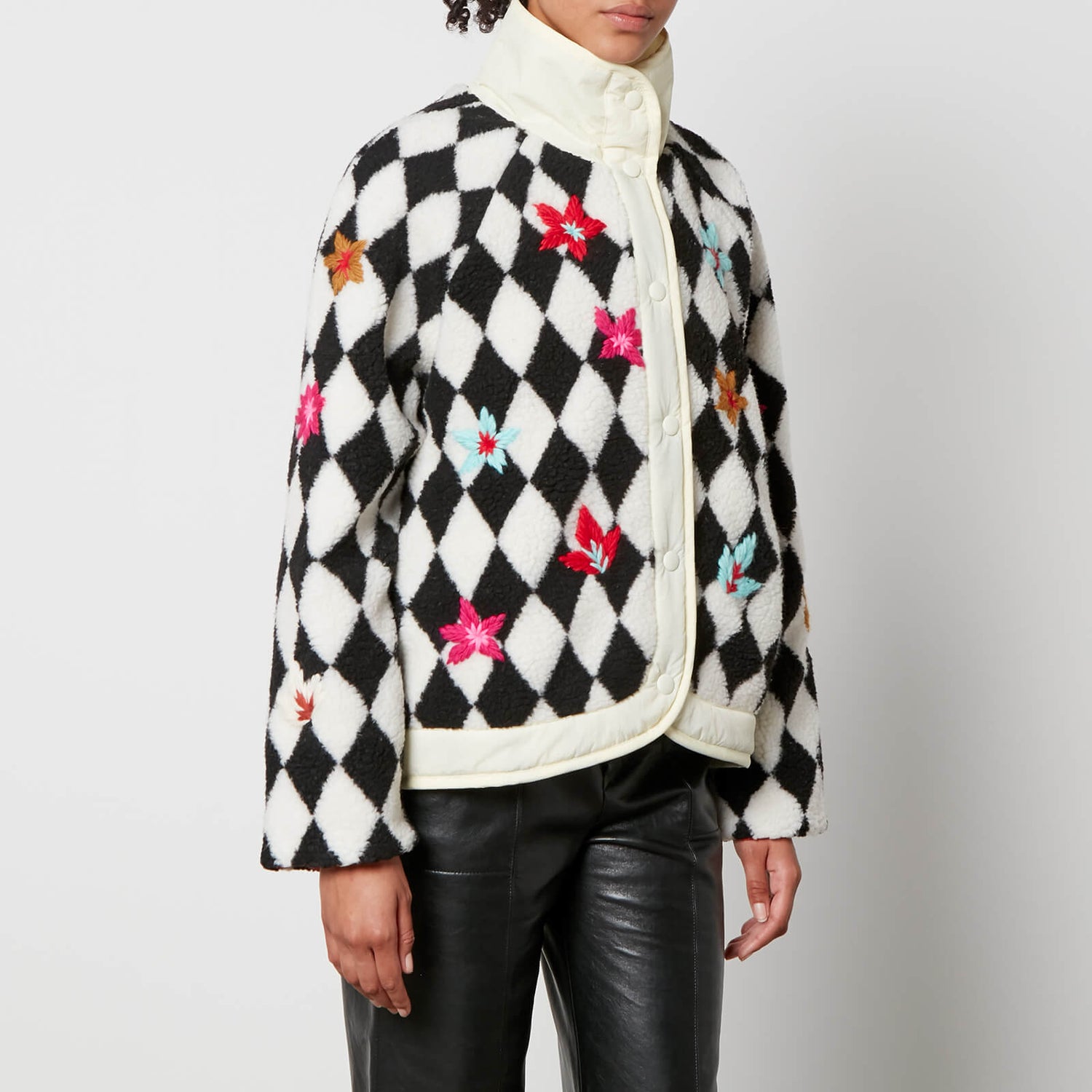 Tach Ivette Floral-Embroidered Fleece Jacket