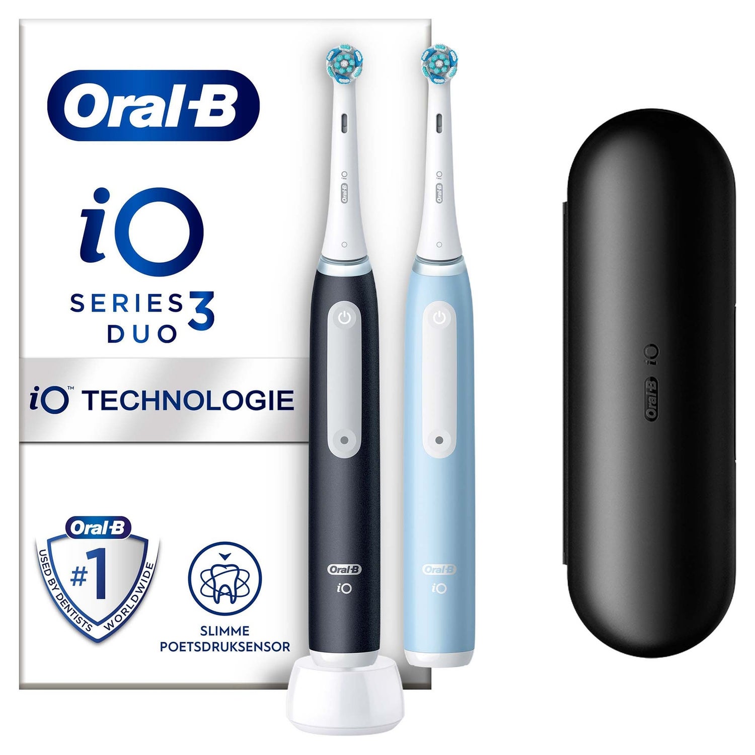 Oral-B iO 3 Elektrische Tandenborstels Zwart & Blauw Duoverpakking
