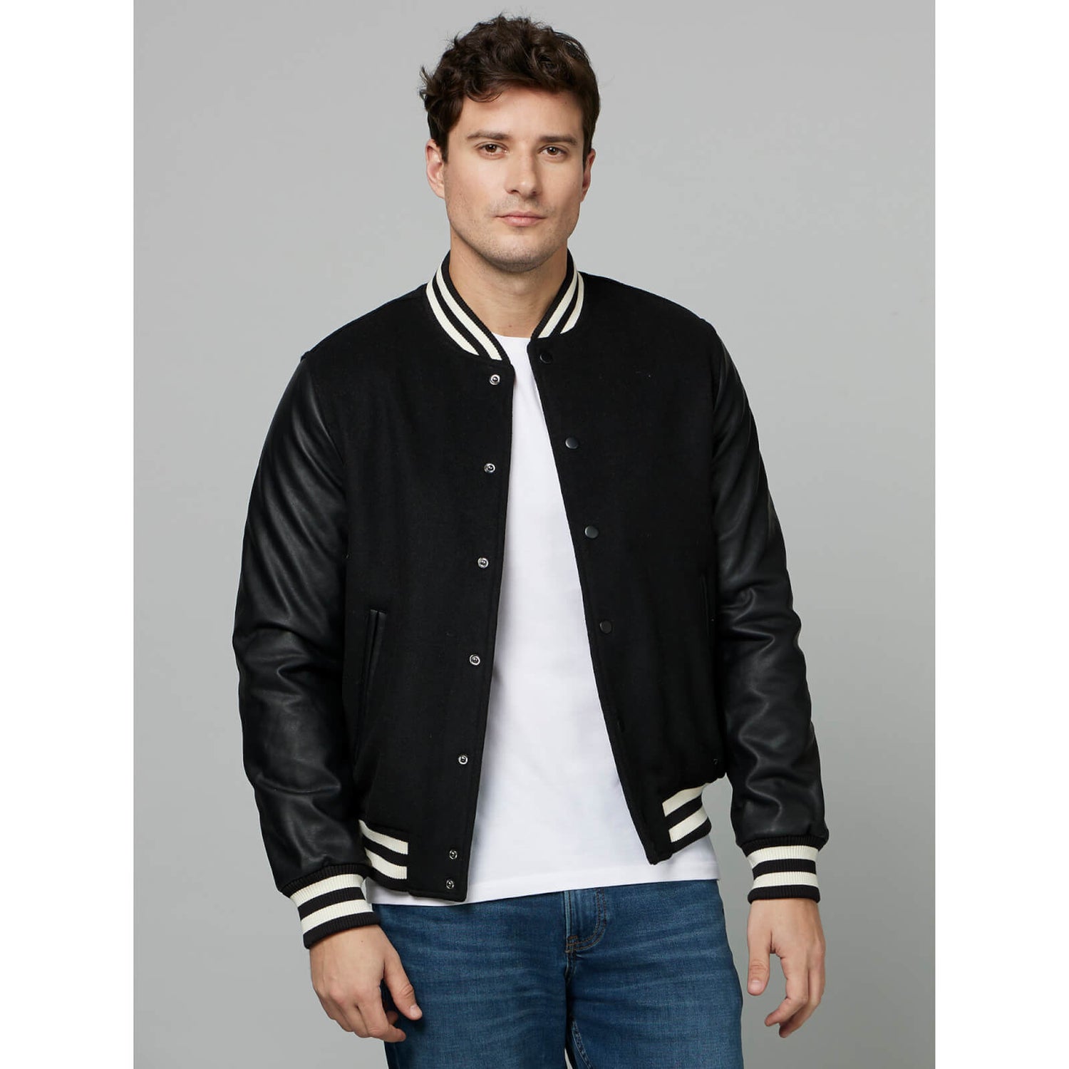 Striped varsity sales jacket