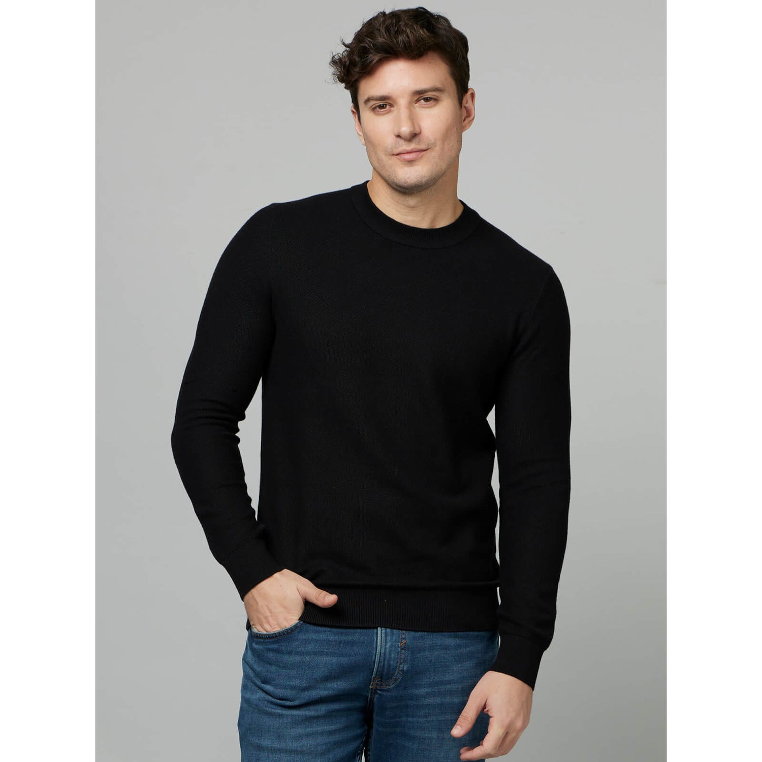 Black cotton sweater top