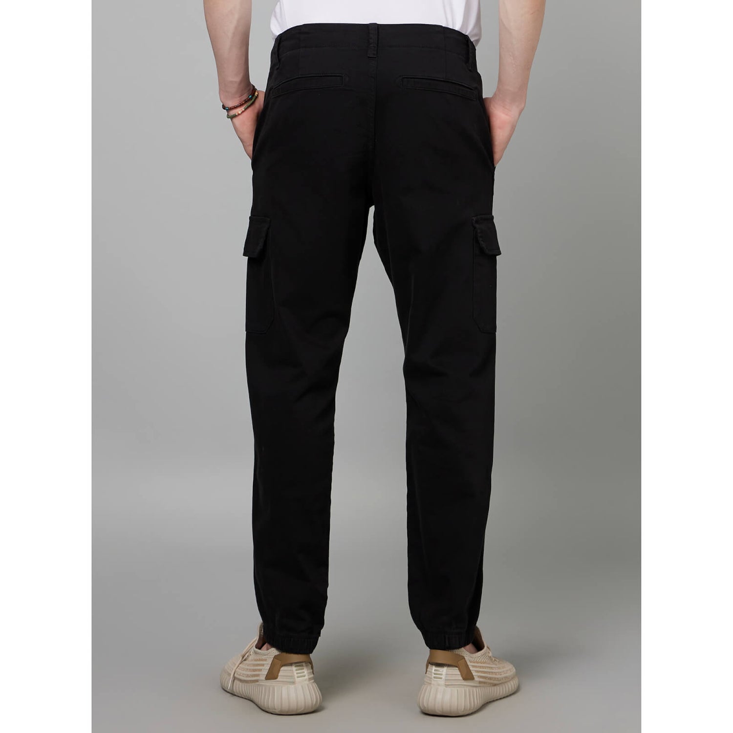 Plain black cargo trousers cheap