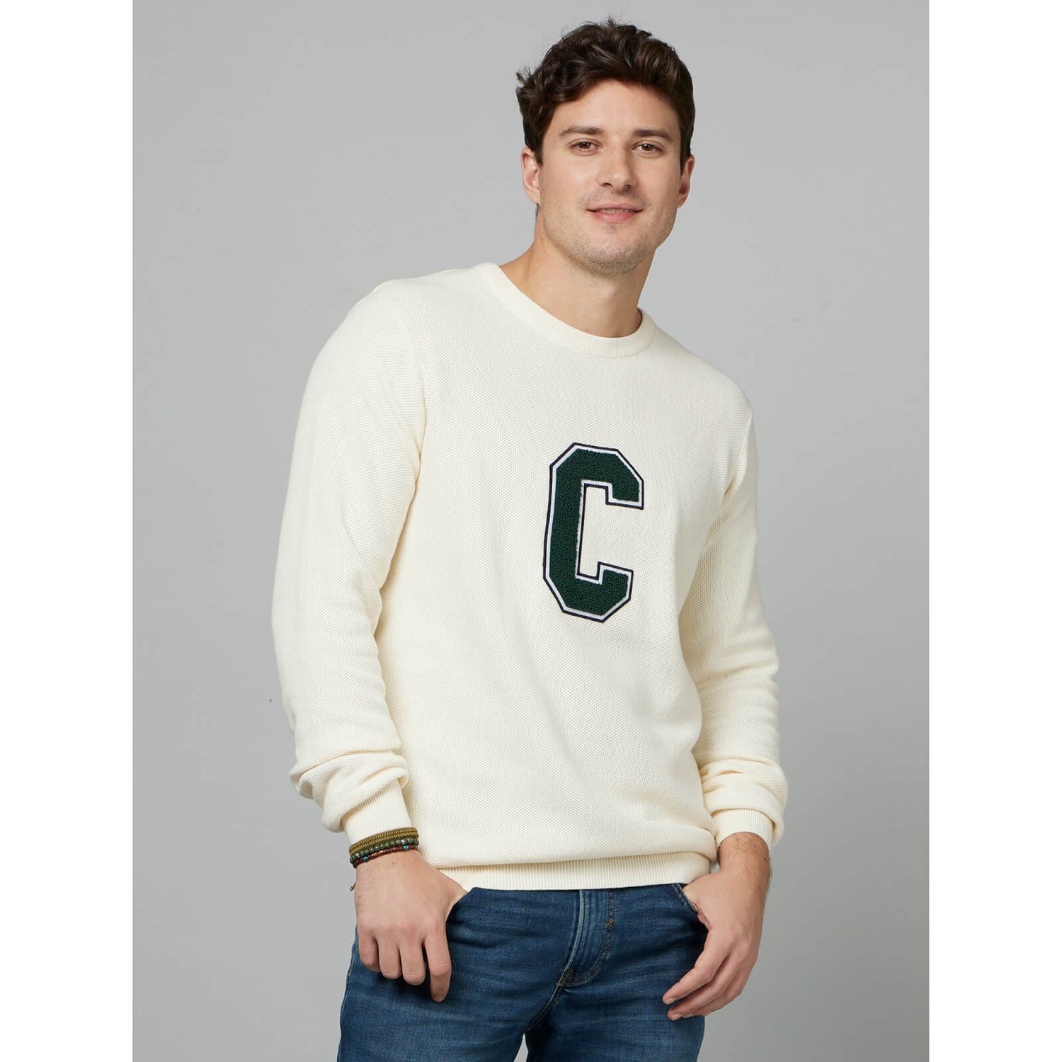White cotton pullover sweater top