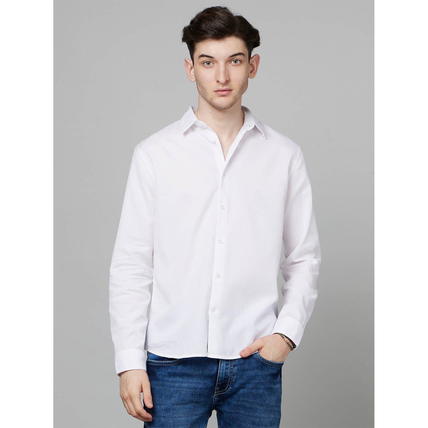 Opaque white dress sales shirt