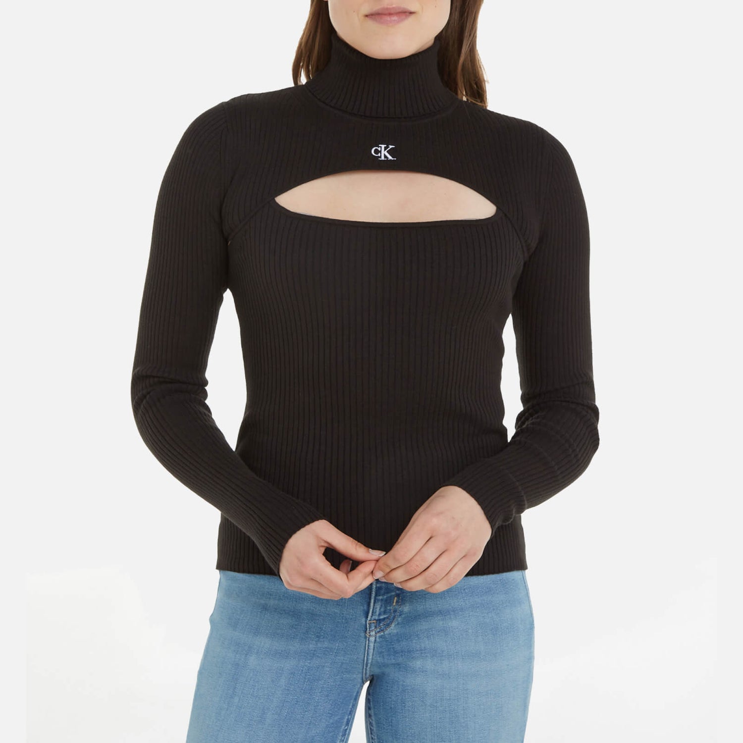 Calvin Klein Cut Out Cotton Sweatshirt - L