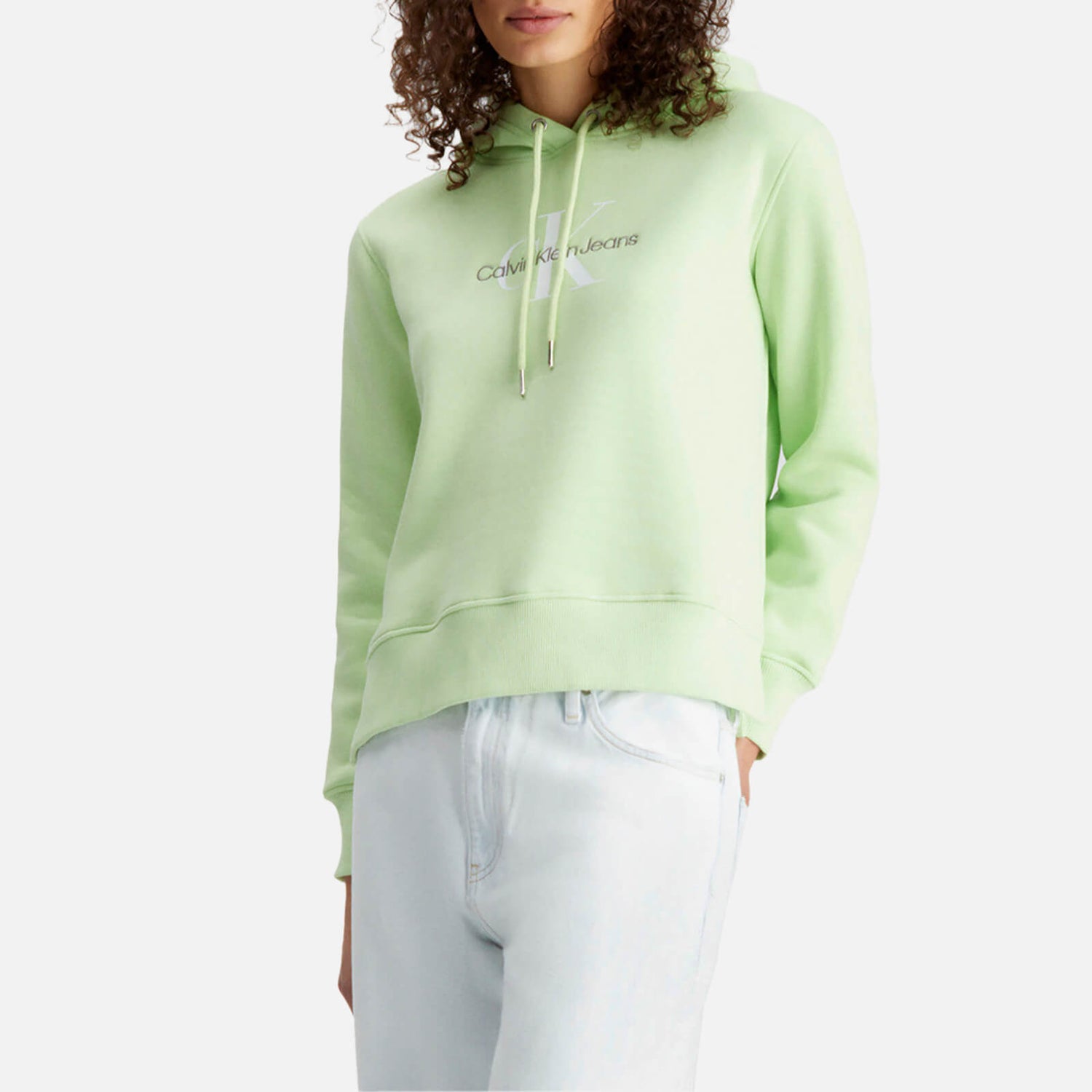 Calvin Klein Jeans Monologo Mint Green Cotton-Blend Hoodie - M