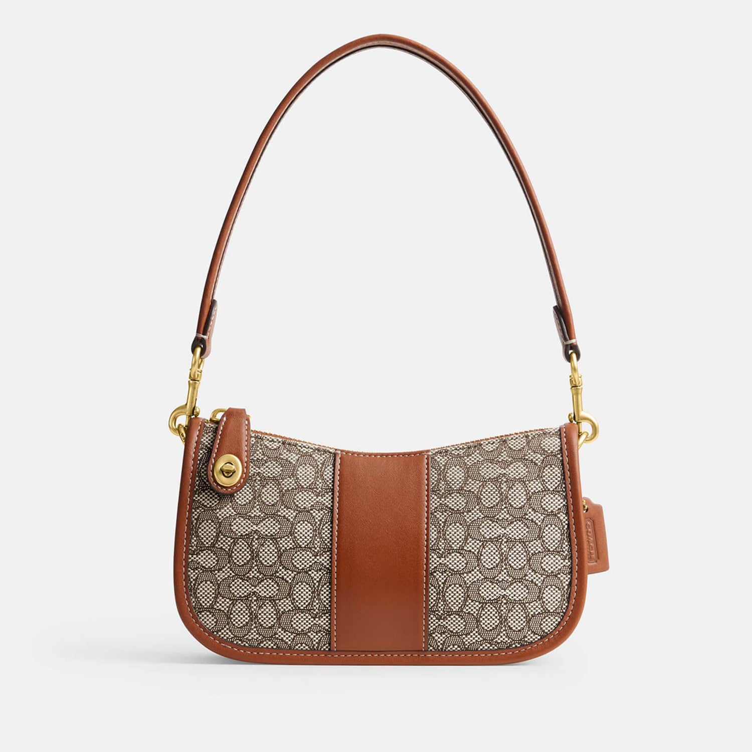 Coach Mini Signature 20 Jacquard and Leather Swinger Bag