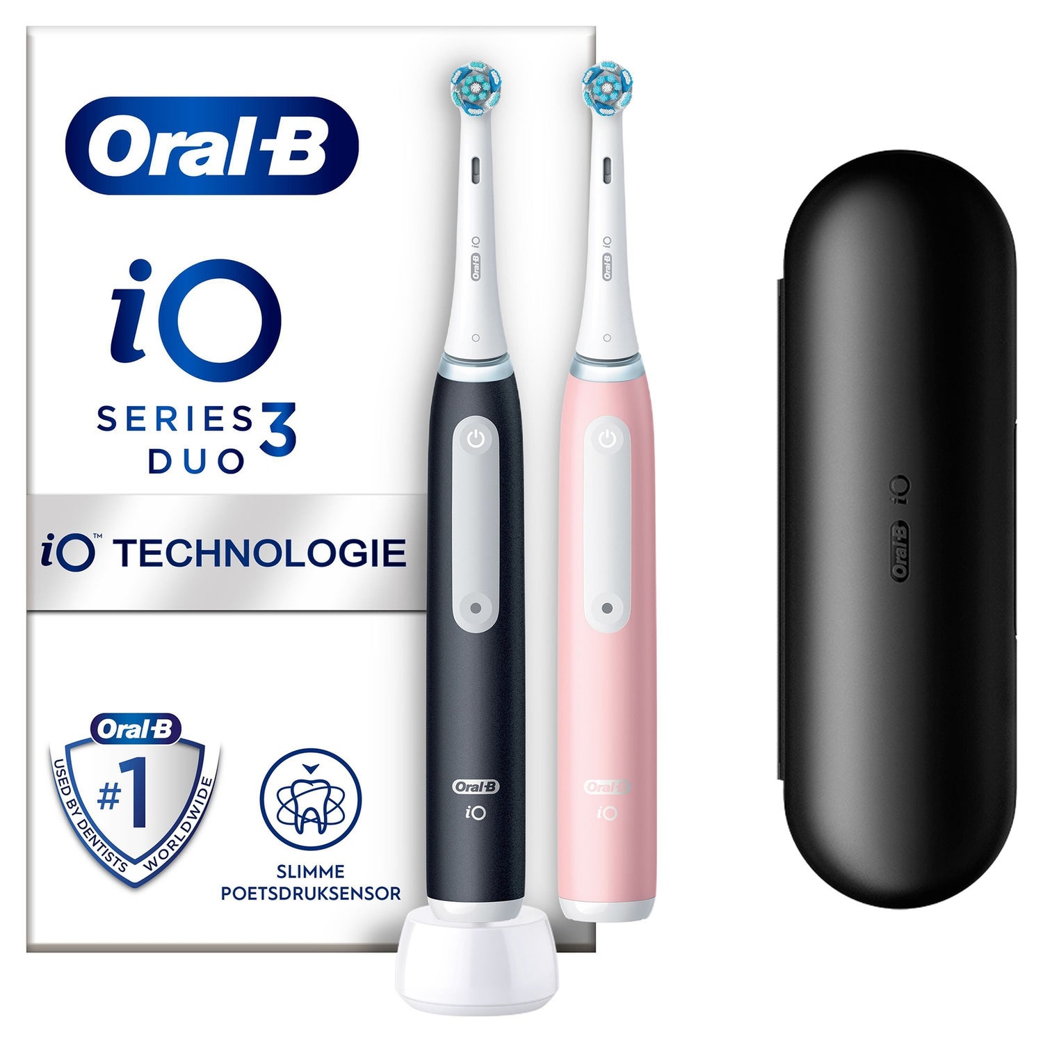 Oral-B iO 3 Elektrische Tandenborstels Zwart & Roze Duoverpakking