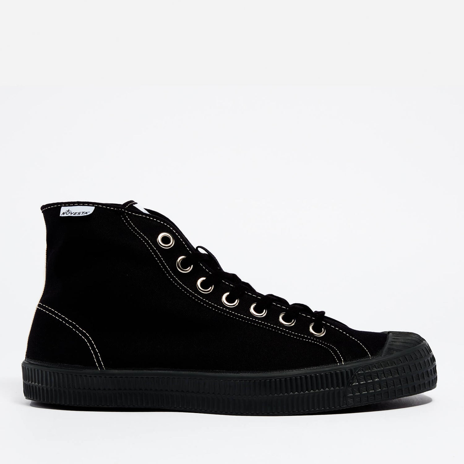 Novesta Men's Star Dribble Contrast Stitch Canvas Hi-Top Trainers