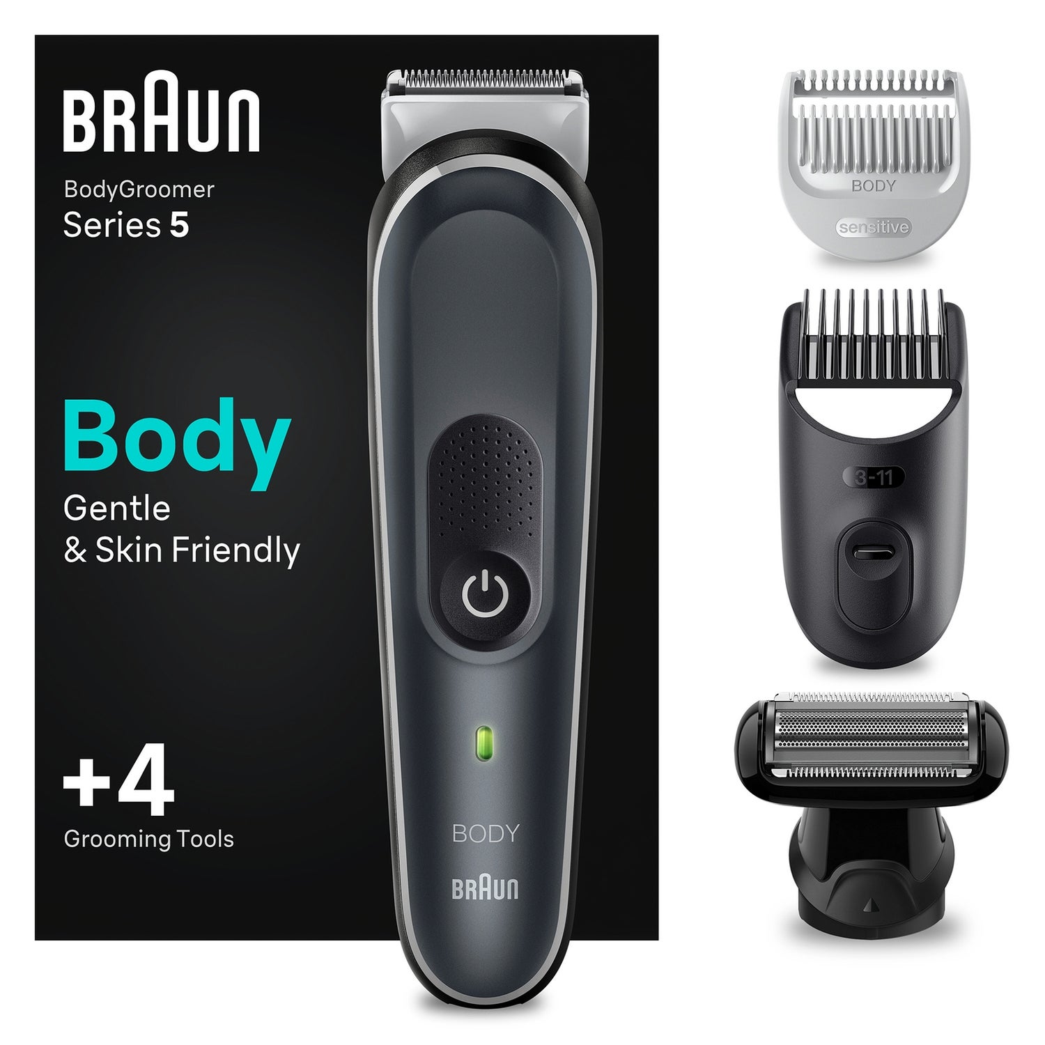 Braun Bodygroomer Series 5 5370, Bodygroomer für Männer, sanftes Ganzkörper-Bodygrooming