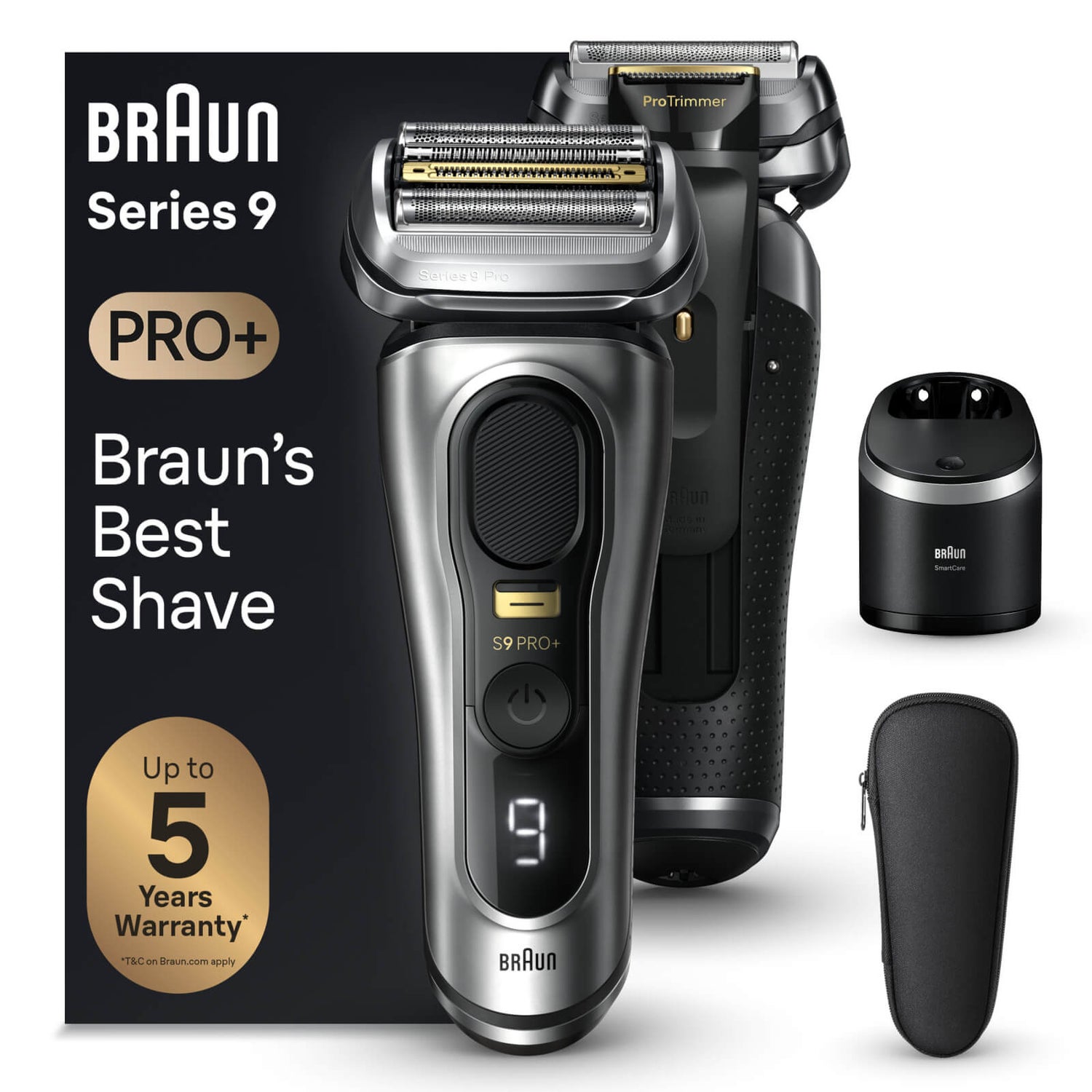 Braun Series 9 Pro+ Elektrorasierer, Reinigungsstation, Wet & Dry, 9567cc, Silber