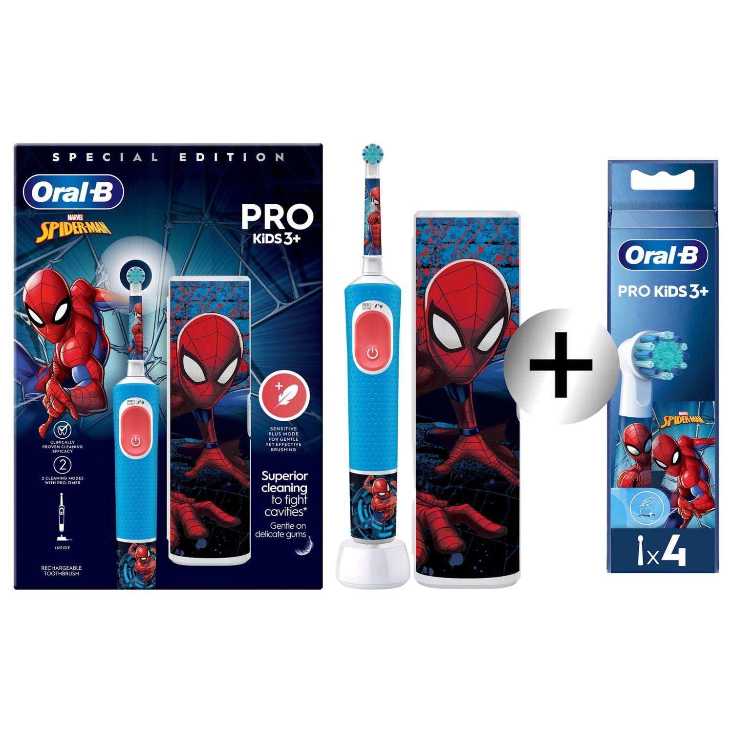Oral-B Vitality Pro Kids Spiderman Electric Toothbrush with Travel Case