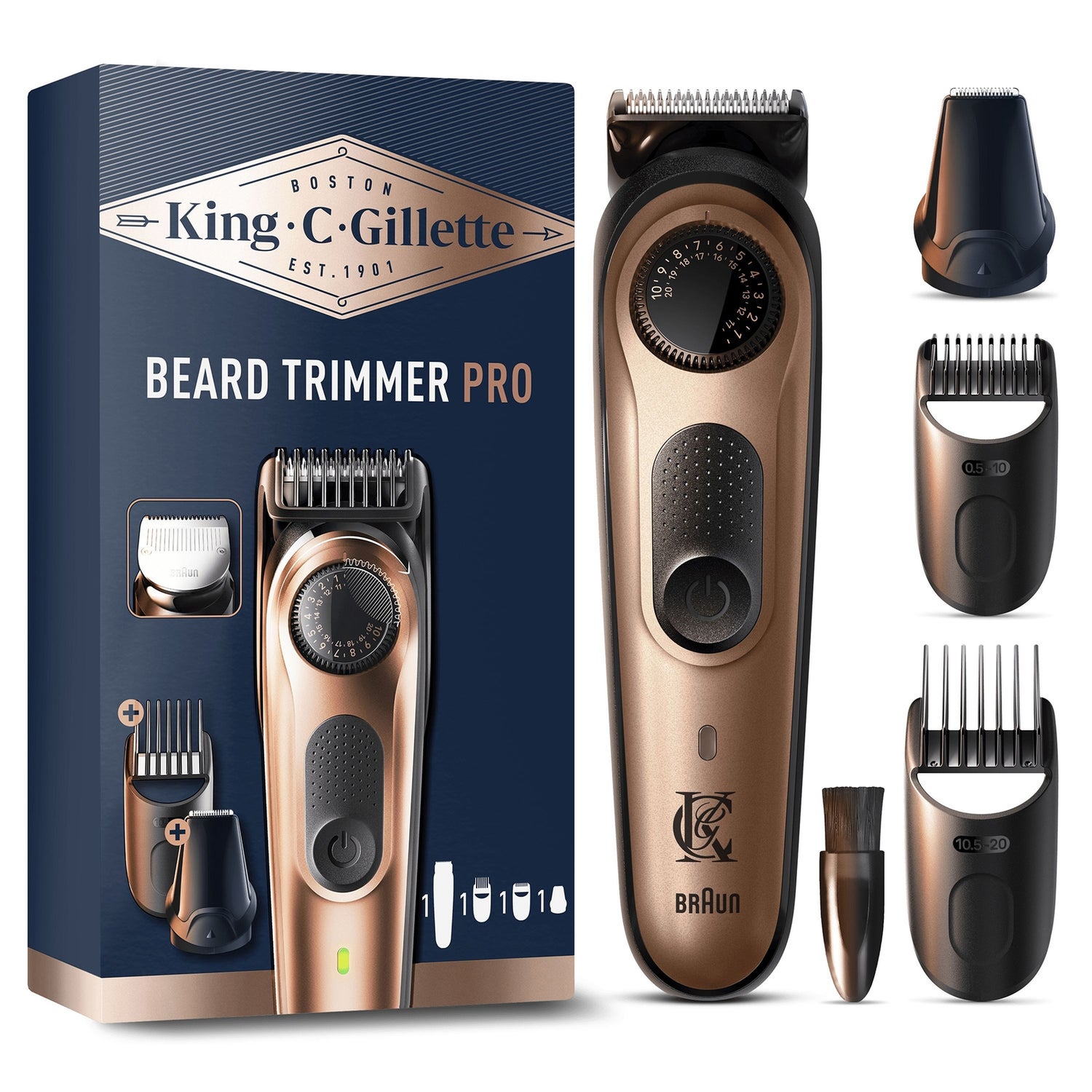 King C Gillette Beard Trimmer Pro with 2 Combs