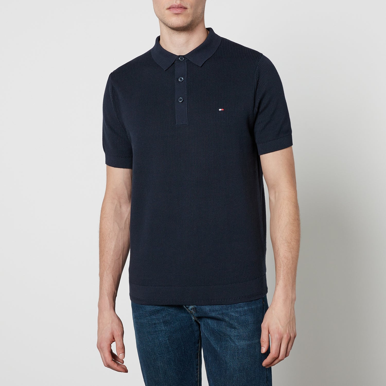 Tommy Hilfiger Chain Ribbed-Knit Polo Shirt - M