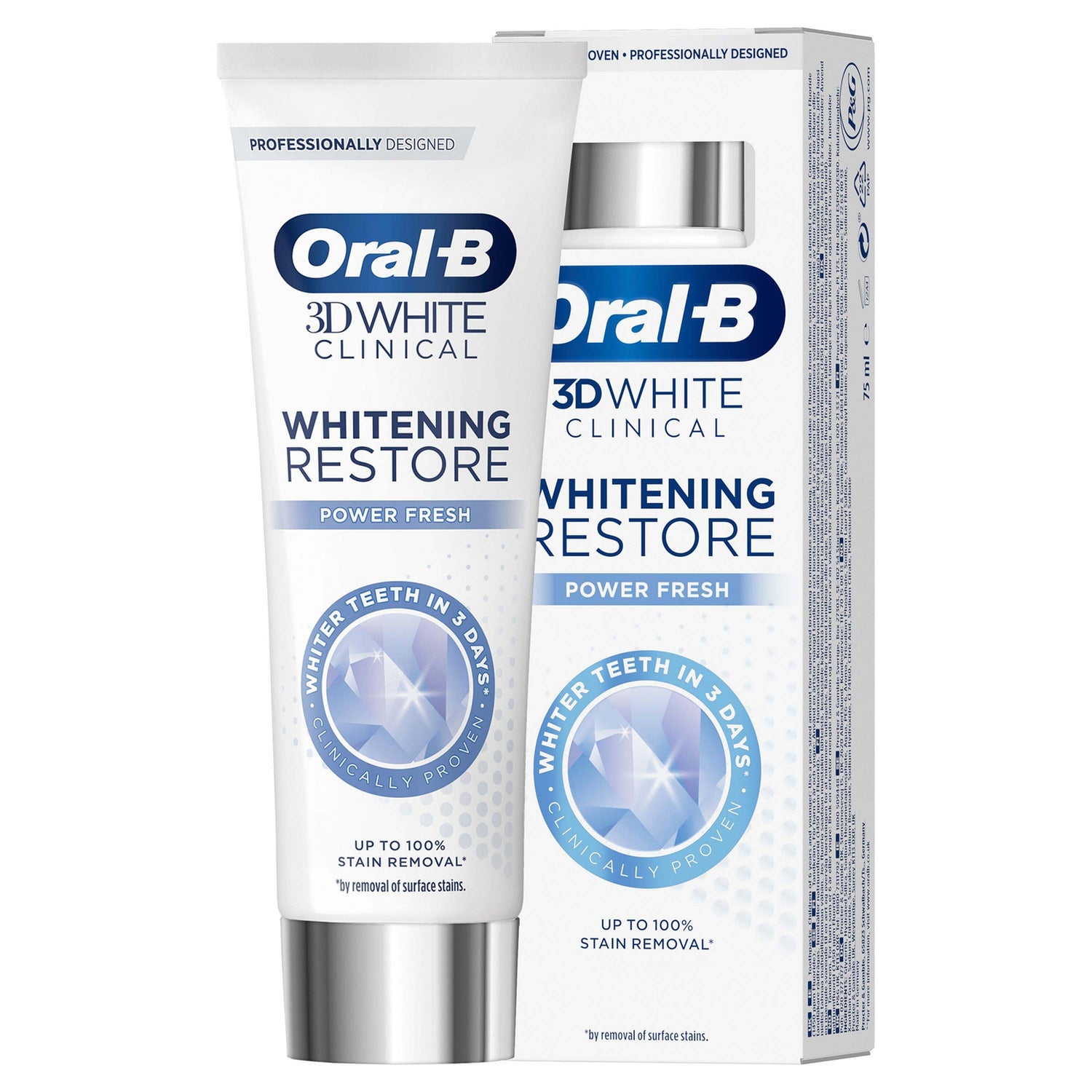 Oral B 3D White Clinical Whitening Restore Power Fresh Toothpaste 75ml