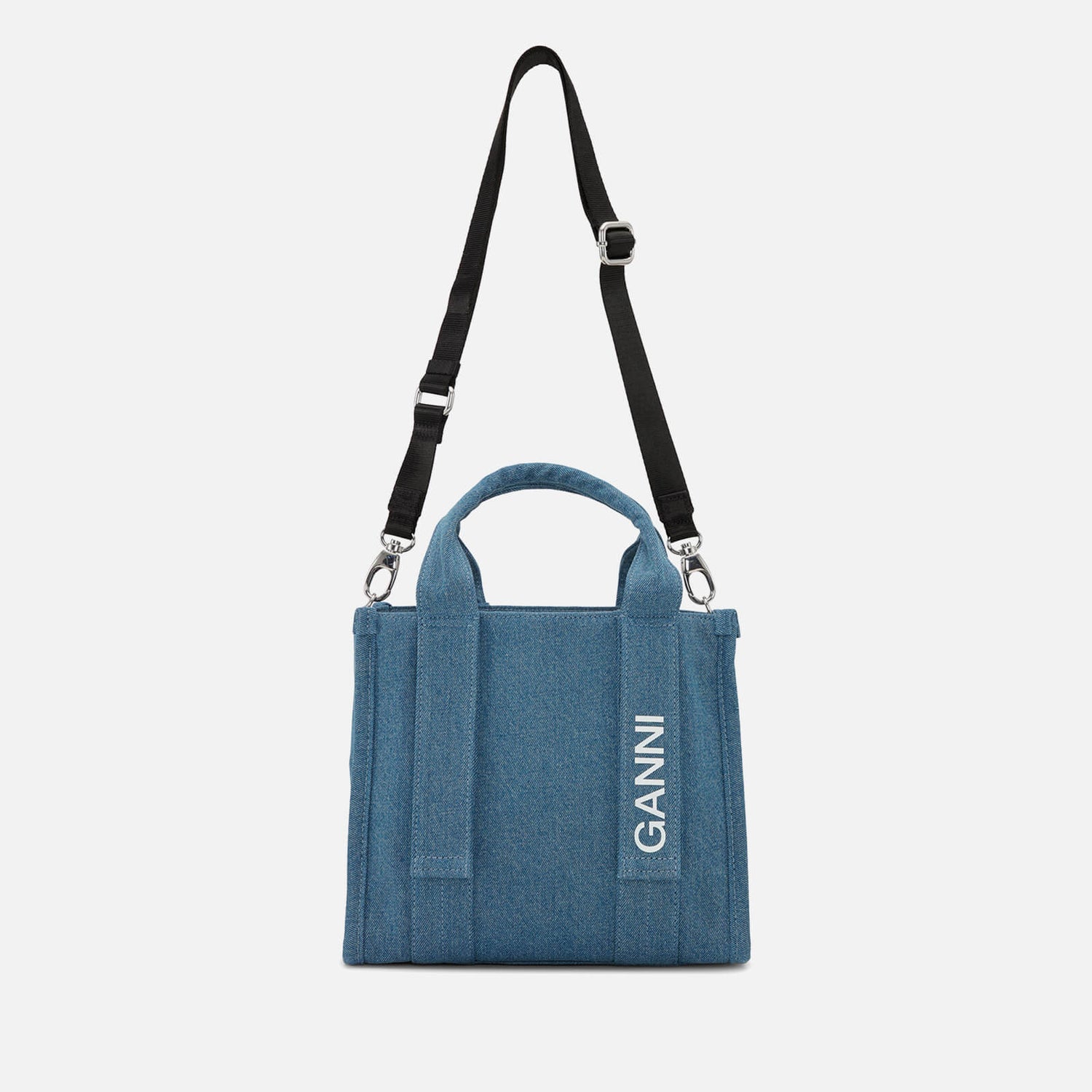 Ganni Tech Recycled Denim Small Tote Bag
